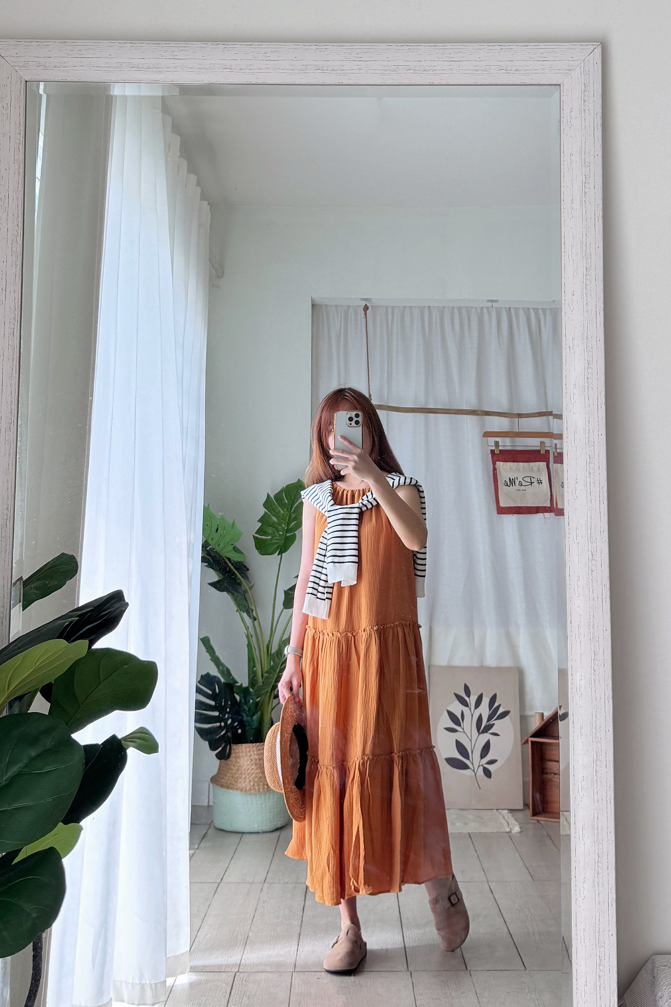 森系竹节棉拼接长裙