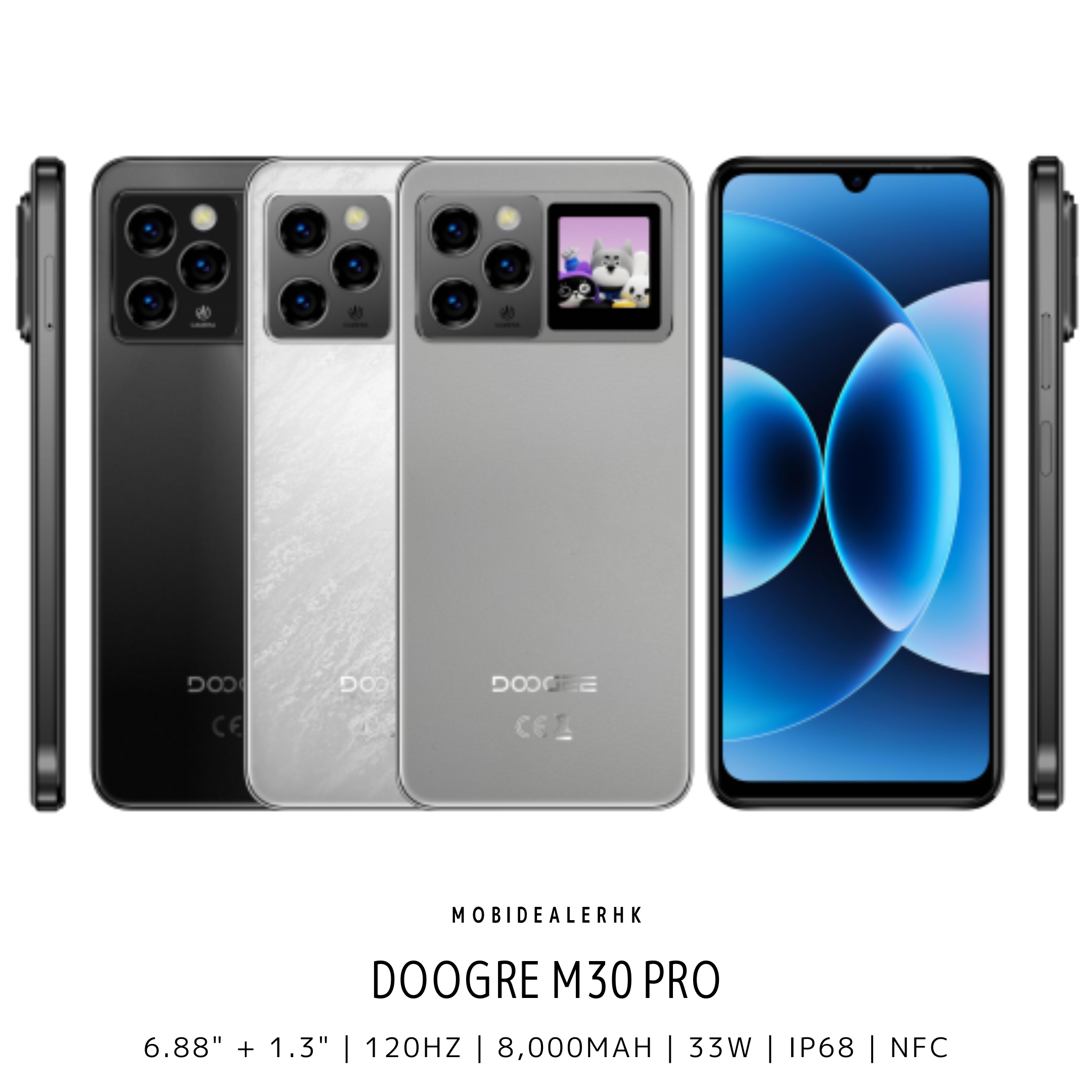 Doogee M30 Pro | 道格 M30 Pro | 智能手機 | 1.3吋後置屏 | 8000mAh大電量 | IP68防水