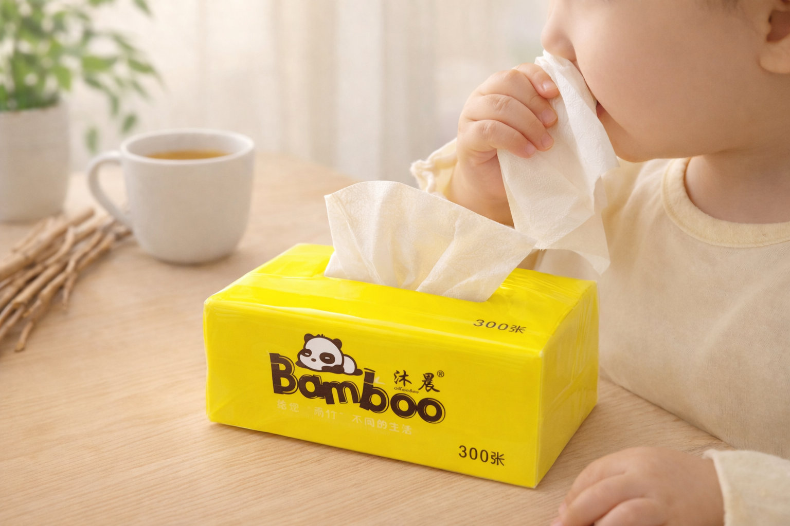 Bamboo Soft Facial Tissue Paper 4 Ply = (300pcs) 30 Packs