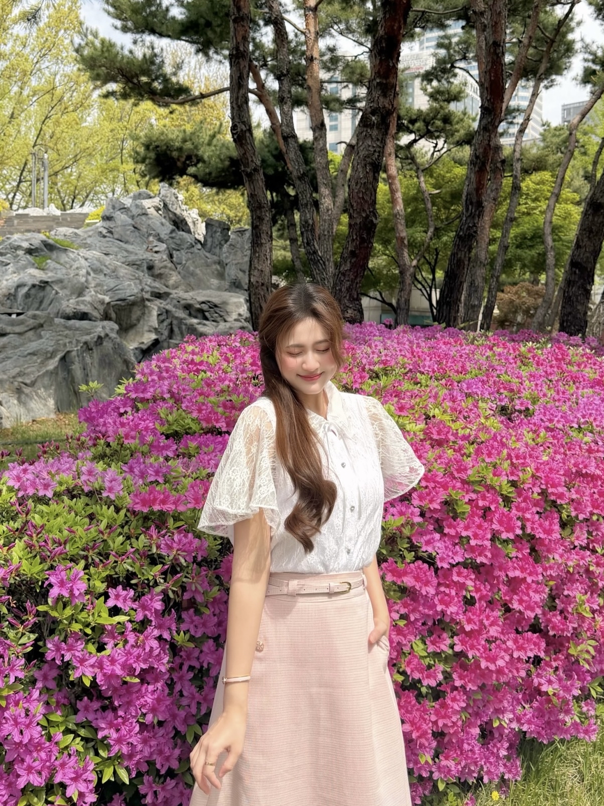 #HANNA-made# All-Lace Ribbon Blouse