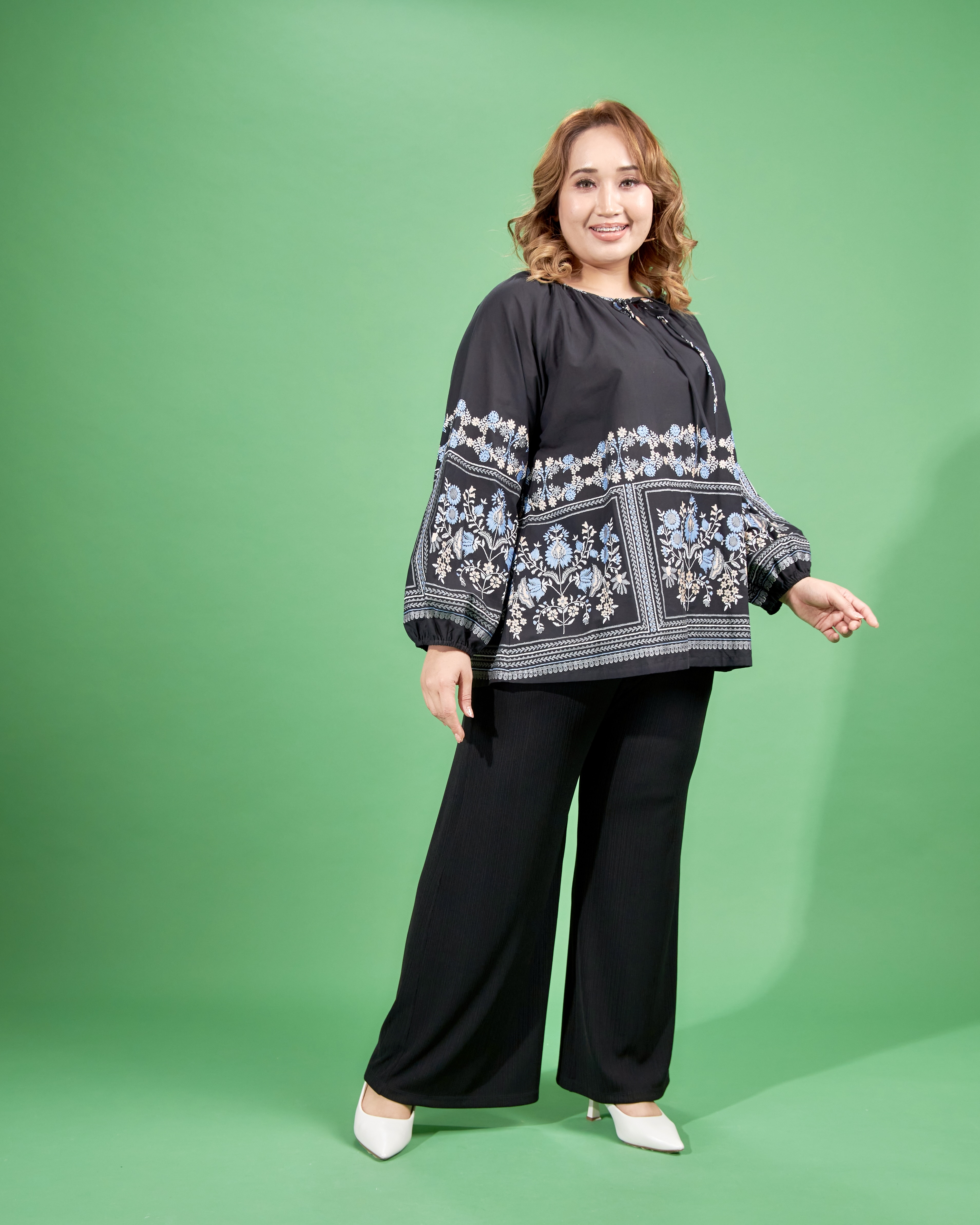 Border printed blouse ACY00082510