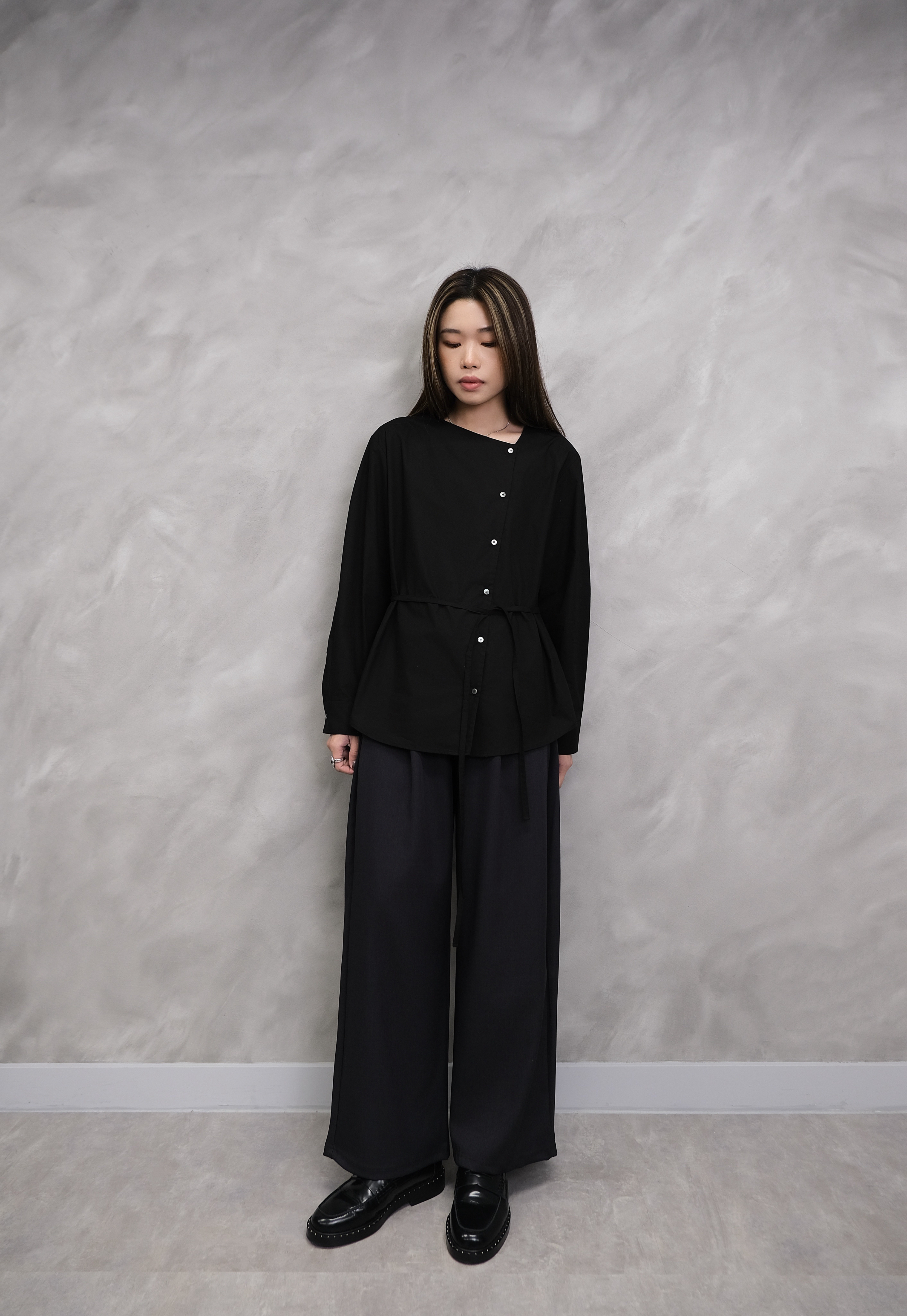 Asymmetrical collar shirt #sh32