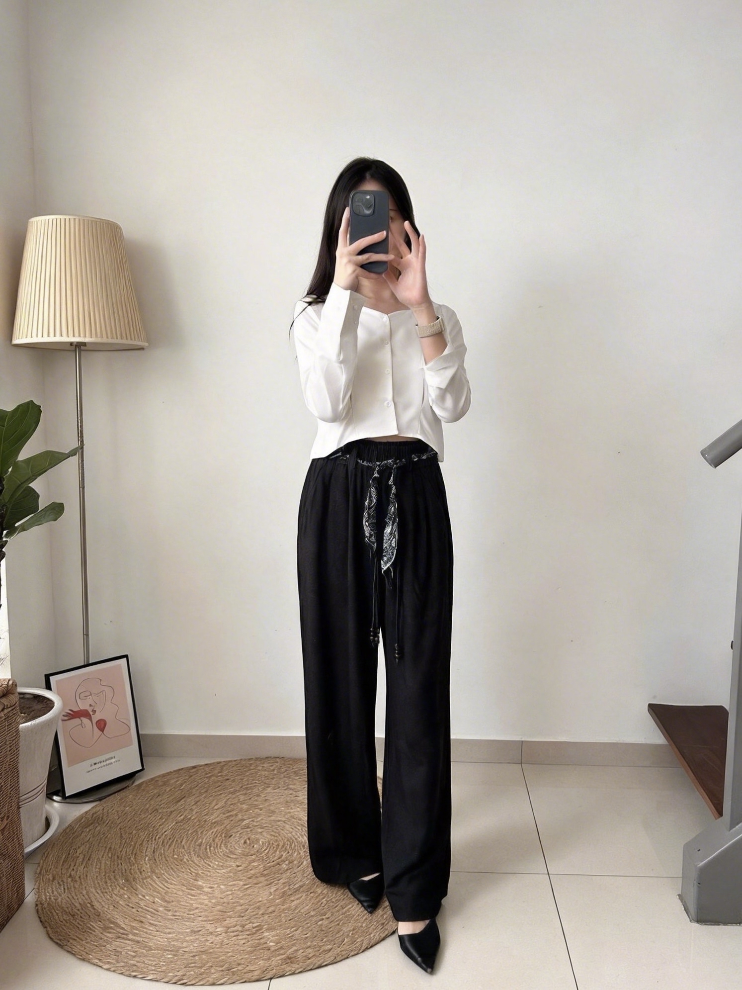 S1812 Long Straight Pants - Black & Blue