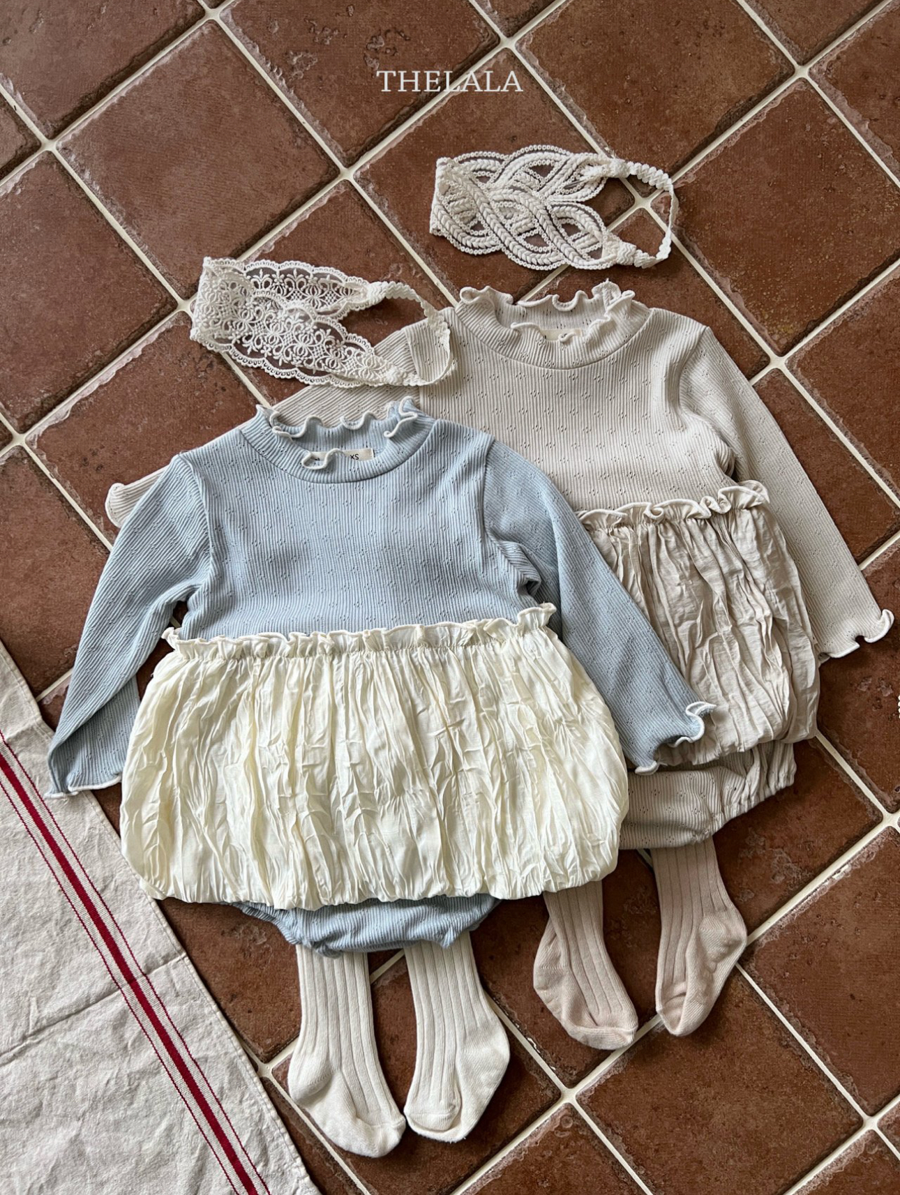 🌸預訂 韓國直送🌸🇰🇷THELALA兩色皺褶裙擺長袖包屁衣