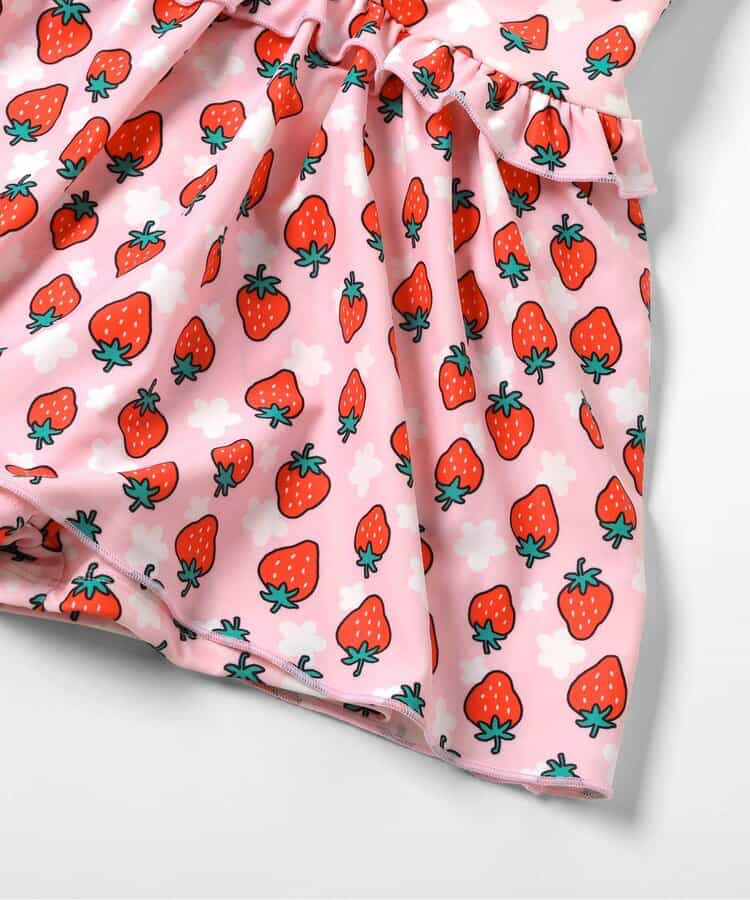 🇯🇵預訂 日本直送🇯🇵BREEZE兩色草莓花卉滿印荷葉邊吊帶連身泳衣