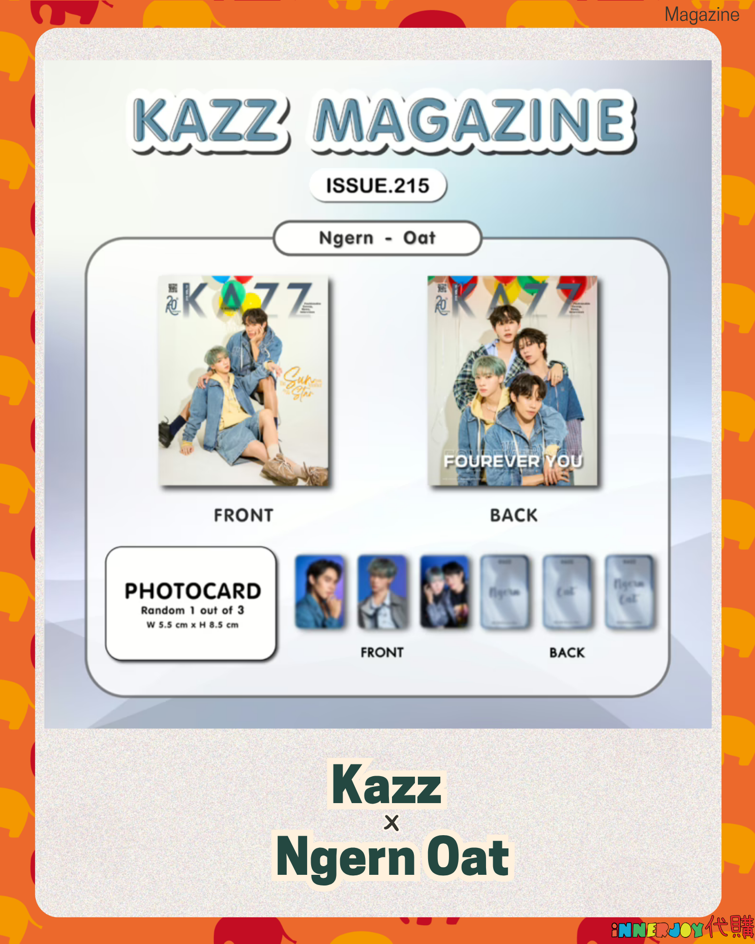 預購 | NgernOat BeverTonliew- KAZZ 215 Fourever You Part 2 封面 泰國雜誌