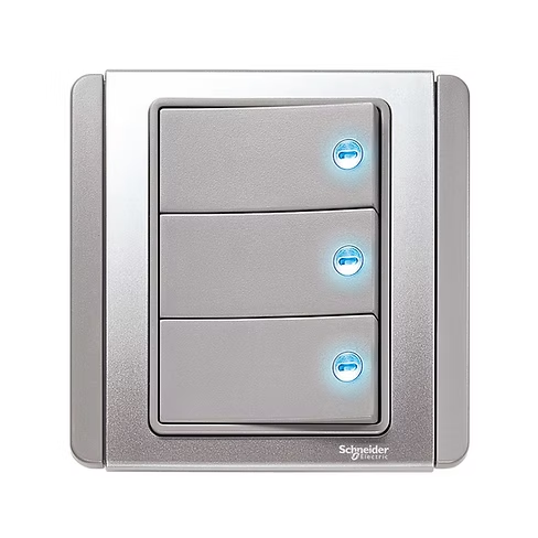 施耐德 NEO 銀灰 3位單控 帶指示燈 開關掣