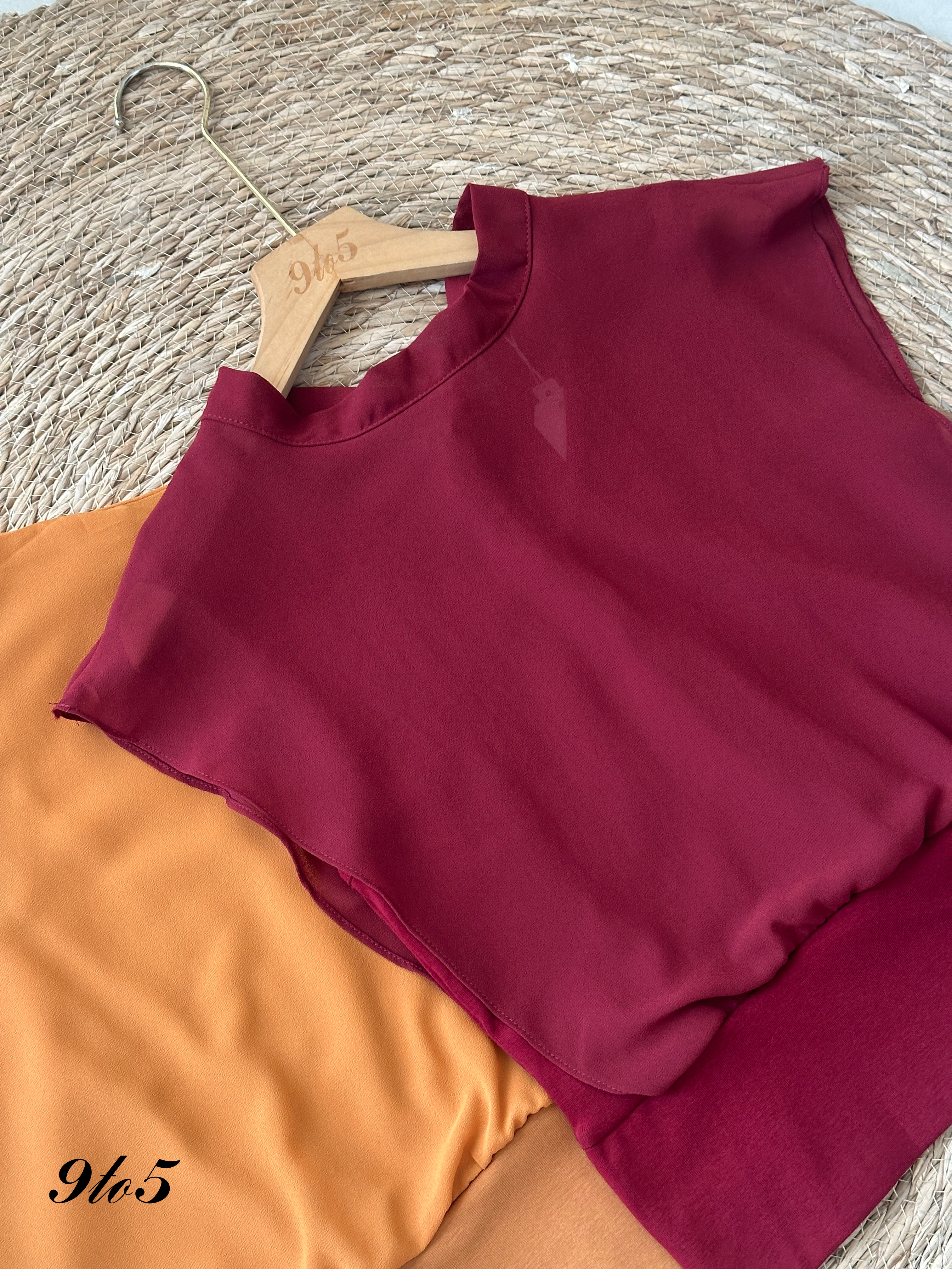 T3988 Fake Two-Piece Top - 3 Colors 