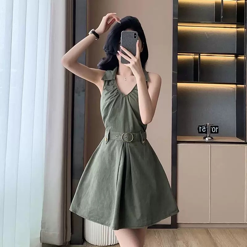 D10004美式工装连衣裙