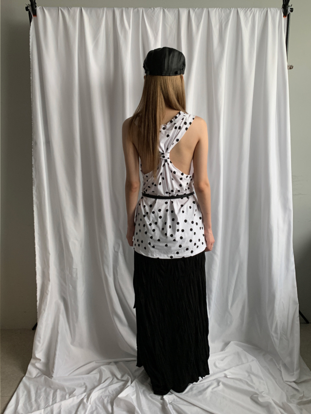 Polka Dot Cutout Tank Top