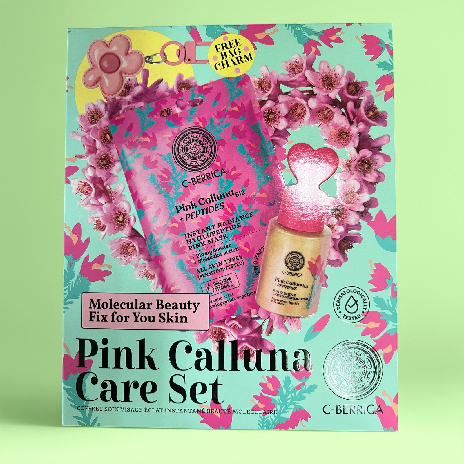 PINK-M2 粉紅石楠閃耀液30ml+Q彈面膜1pcs(禮盒套裝)贈送花花扣一個