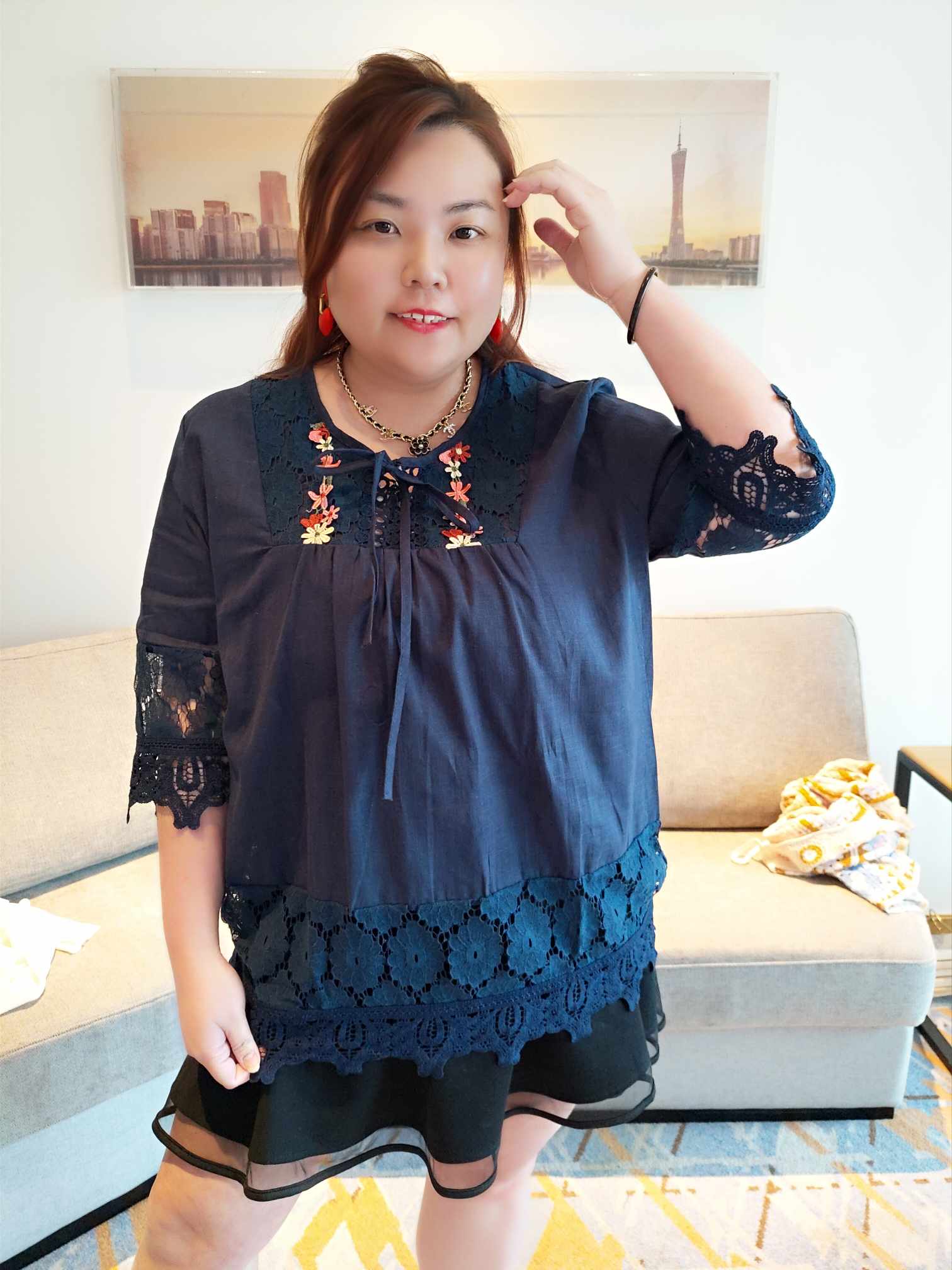 YCG08 8865 波希米亚刺绣蕾丝镂空上衣