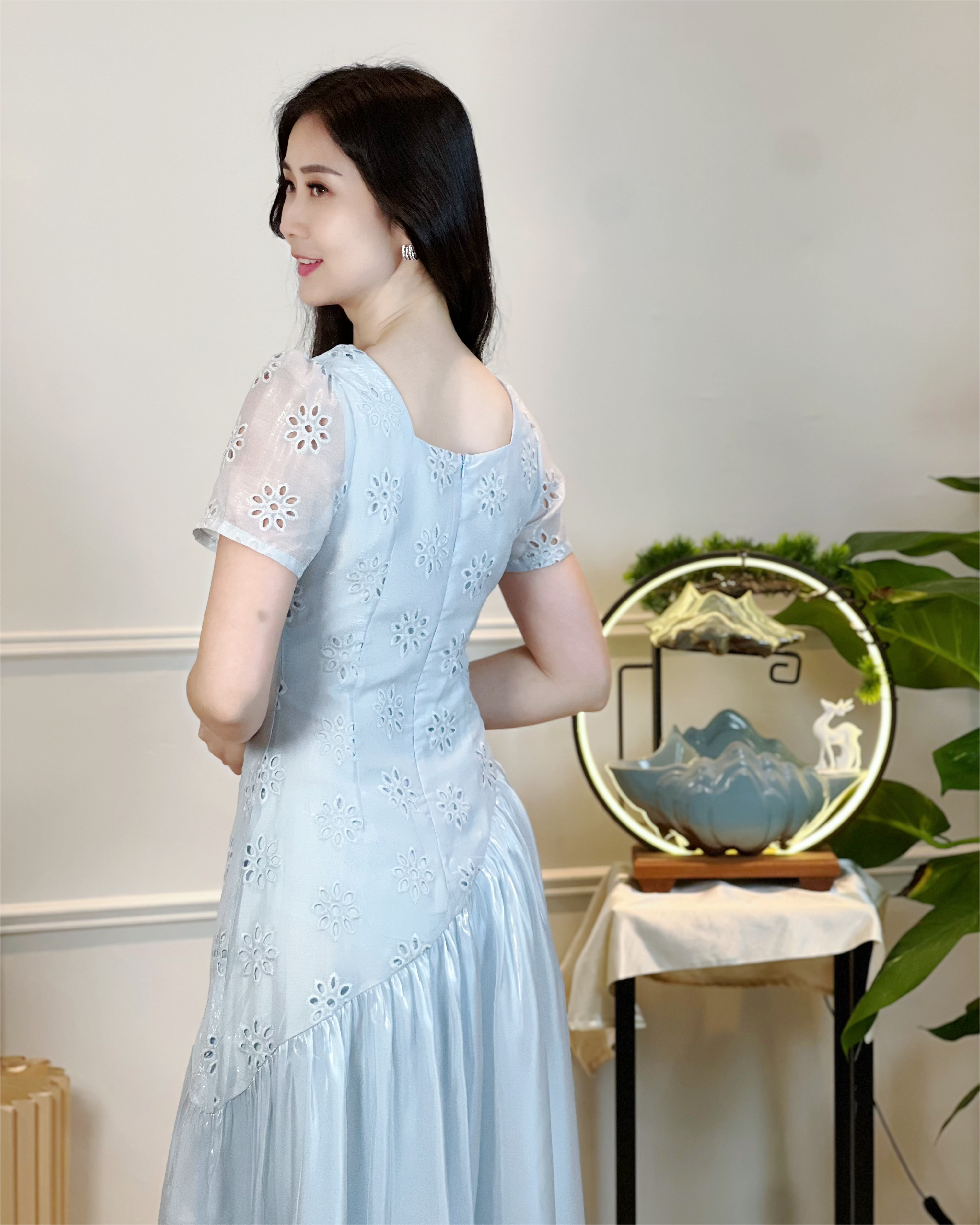 5098  Ingrid Luxe Embroidered Midi Dress