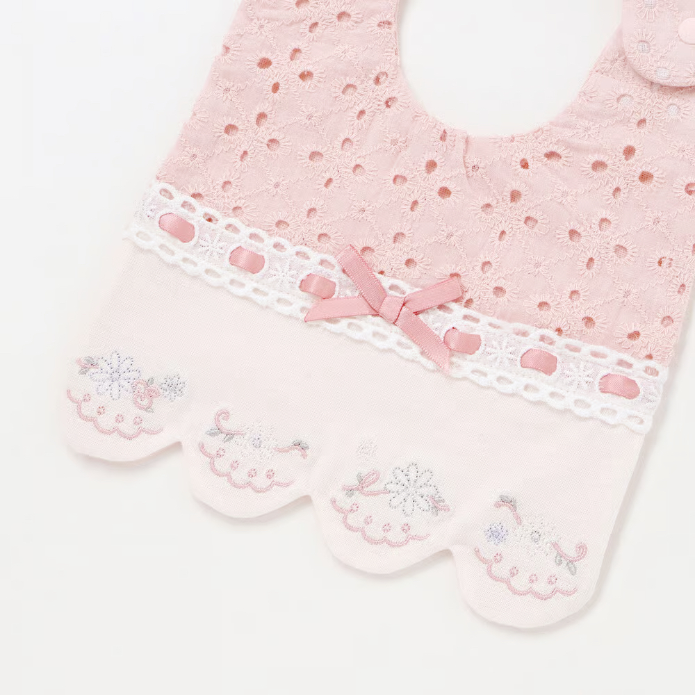 🇯🇵預訂 日本直送🇯🇵Slap Slip Baby兩色通花梯形絲帶蕾絲刺繡圍兜