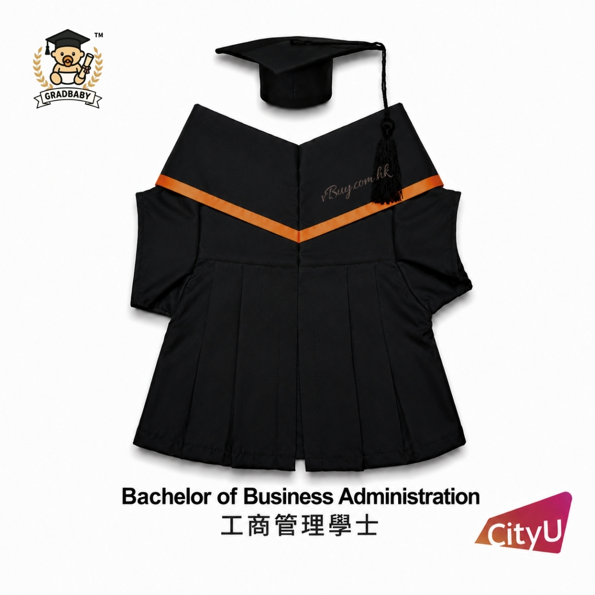 城大CityU公仔畢業袍-工商管理學士 可綉名/校名/年份/校章 公仔畢業袍 Gradbaby