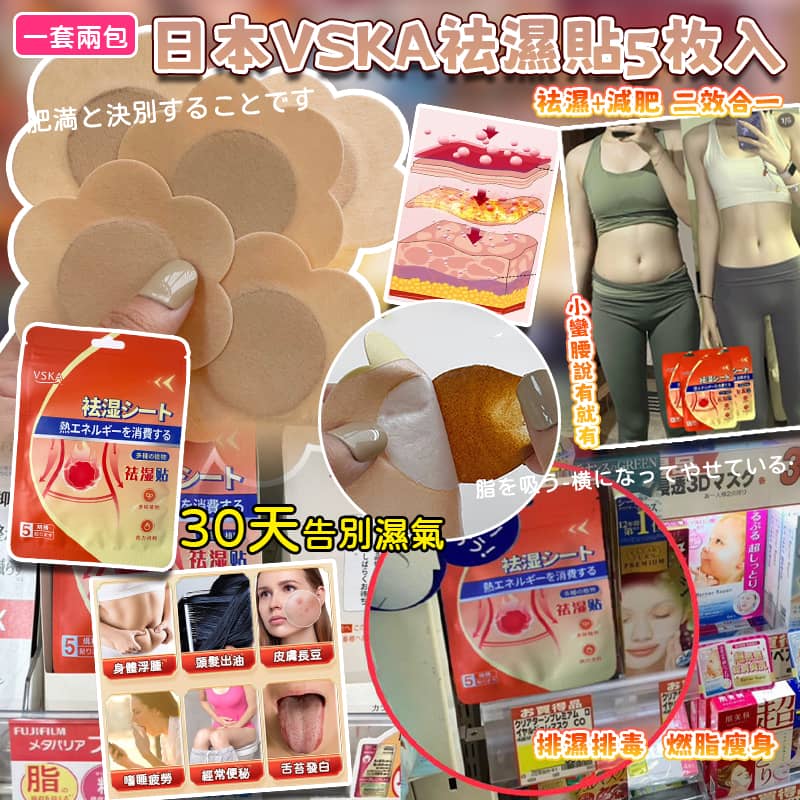 【預訂】日本 VSKA 祛濕貼5枚入 (1套2包)
