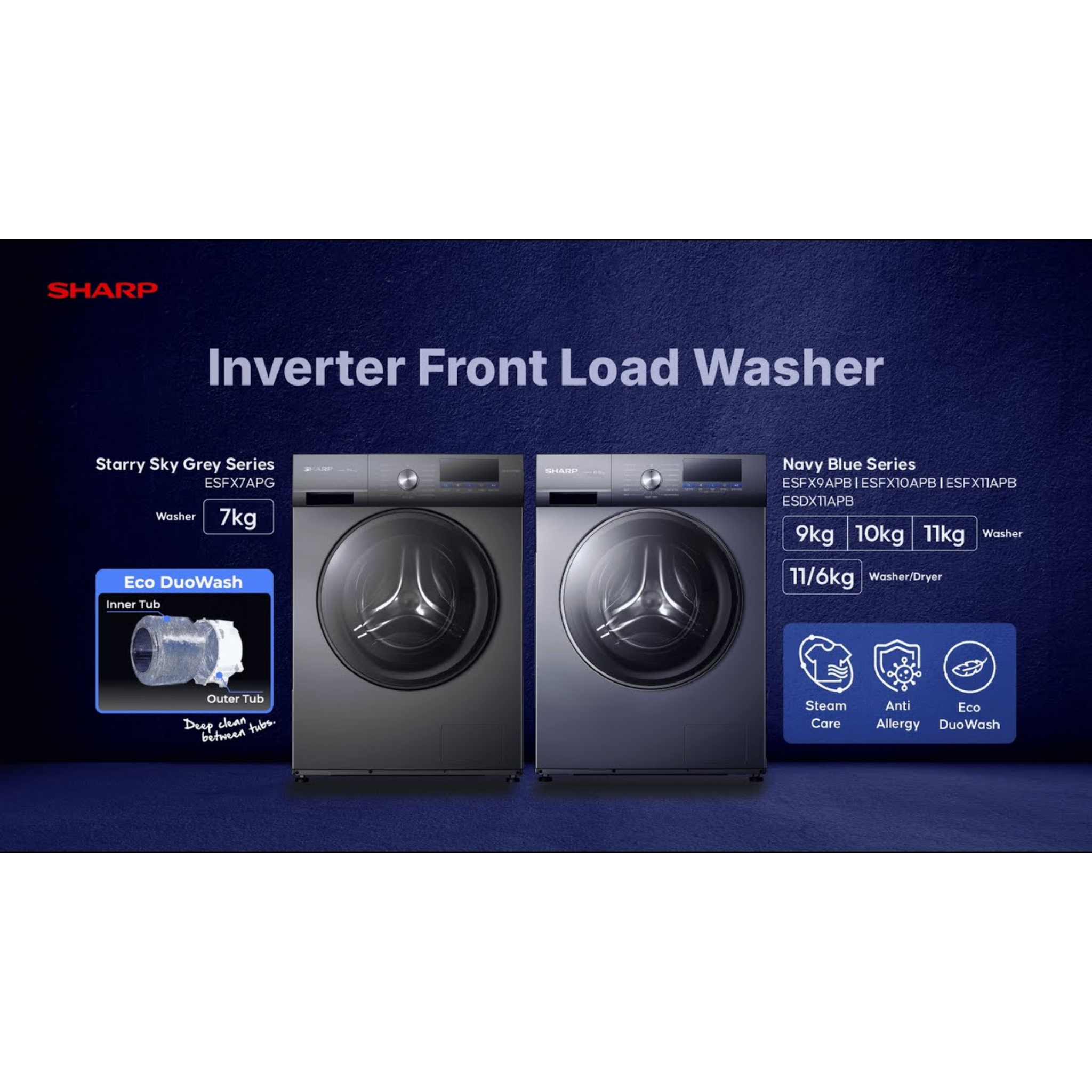 Sharp 11kg/7kg Pro-Flex Washer Dryer Combo (ESDX11APB)