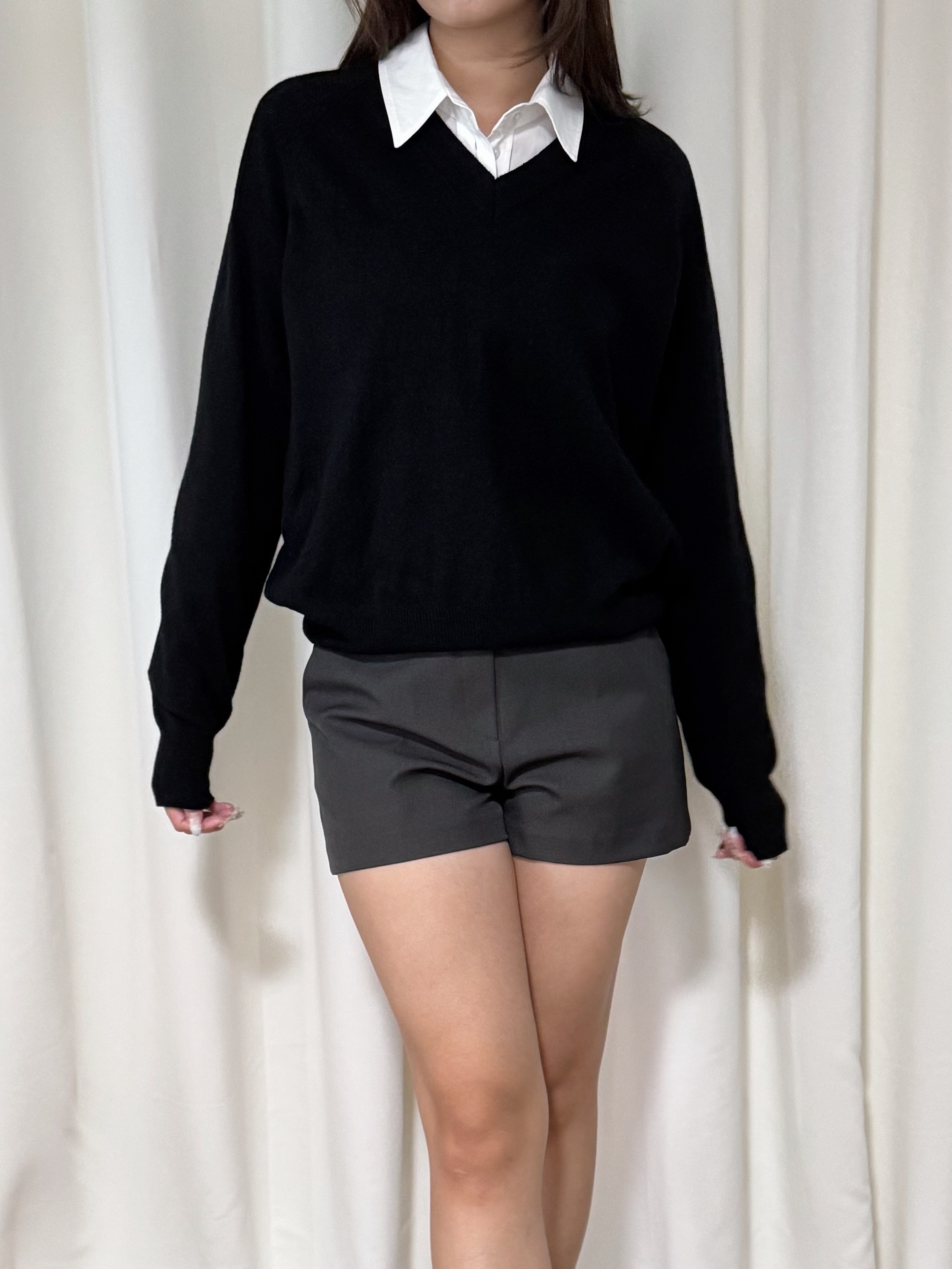 百搭羊毛V領針織上衣(五色入)