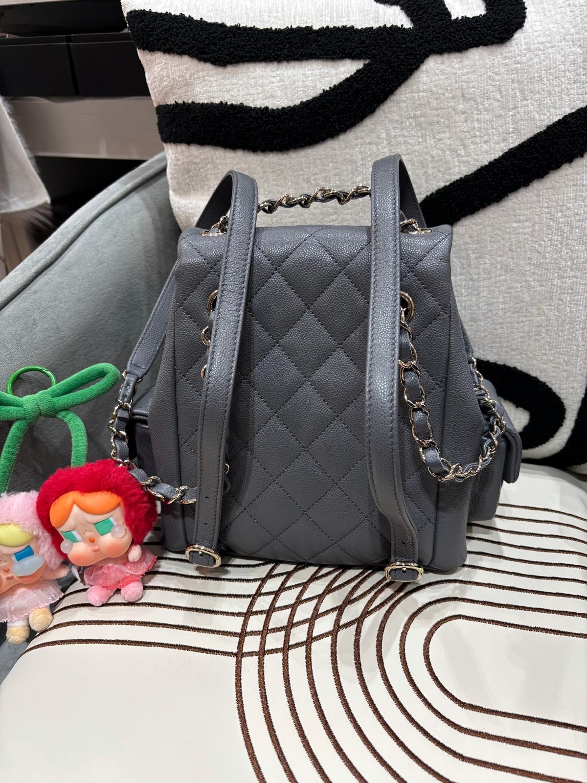 Chanel Duma Backpack AS4398 灰色荔枝牛皮 100%Authentic, 99%New ✅晶片✅Dust bag✅Box