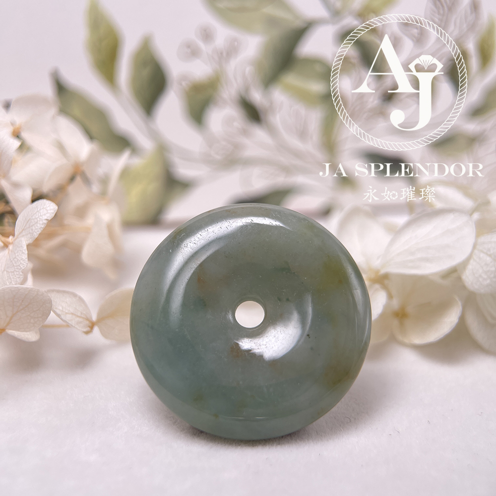 JN-218 天然翡翠A玉 特色綠映紅平安扣