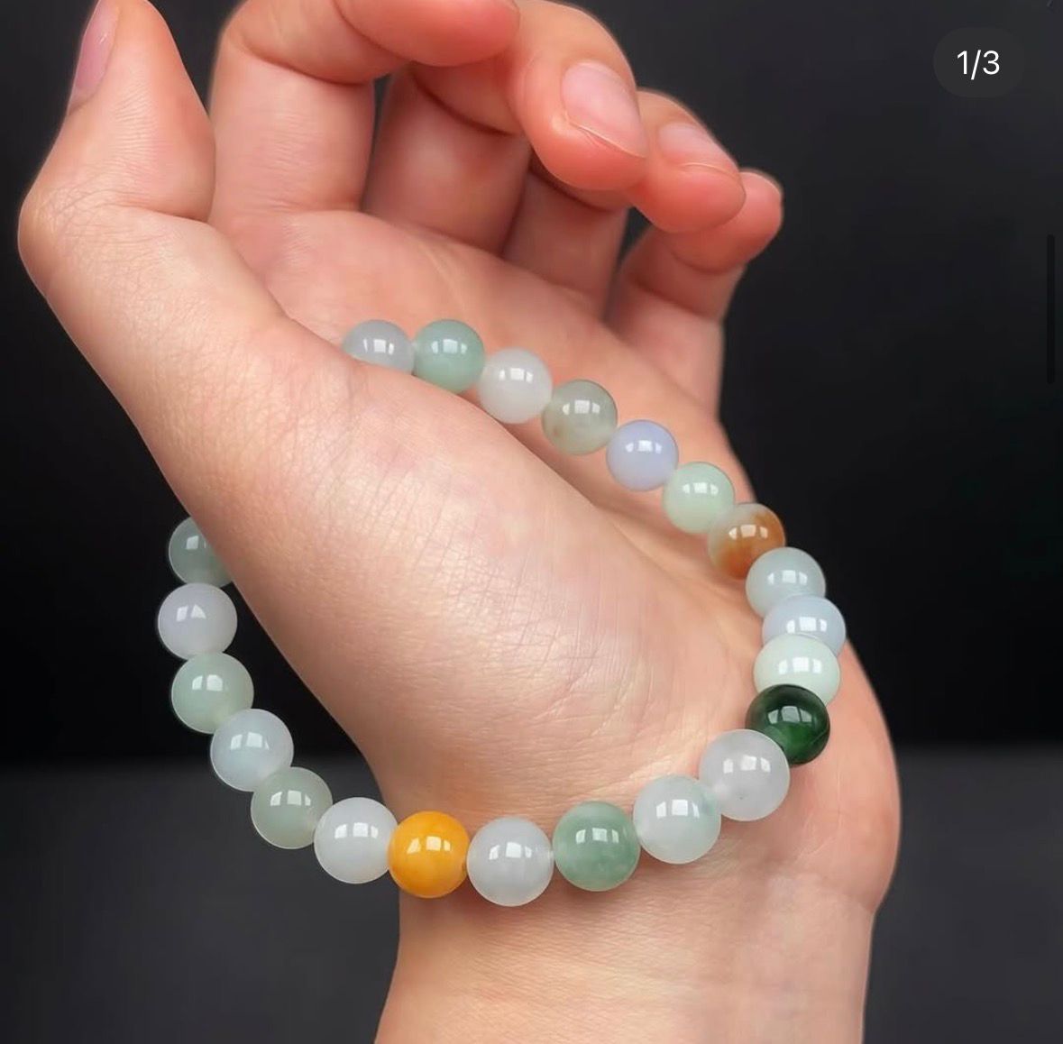 8mm三彩翡翠手串