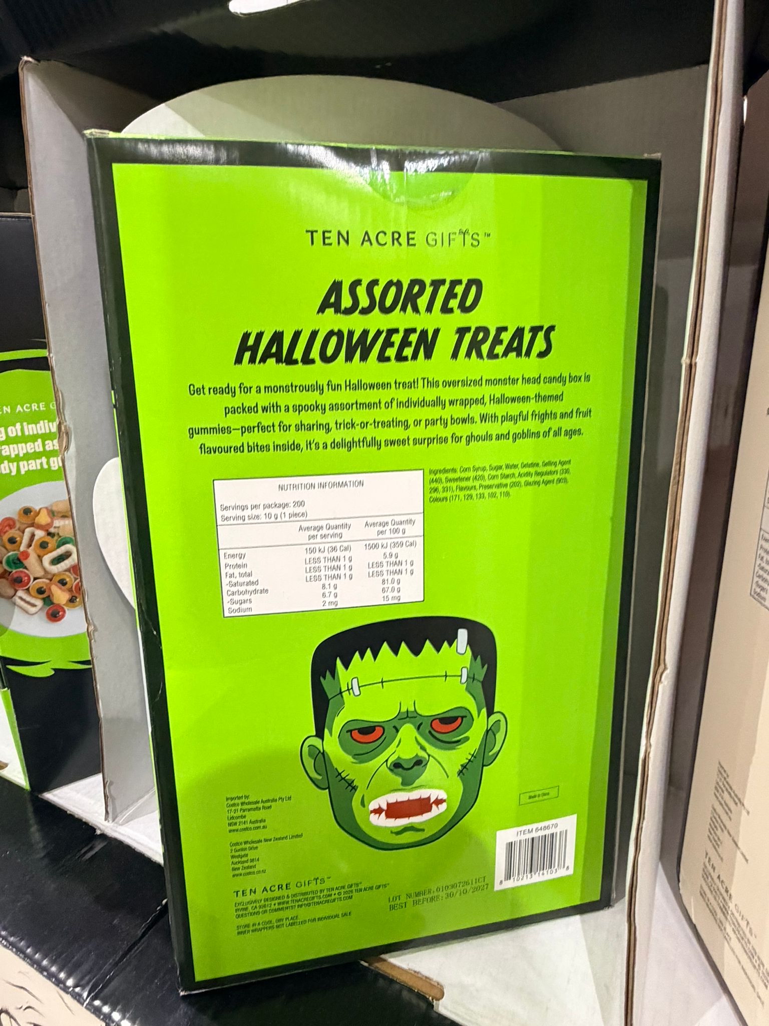 澳洲Costco 萬聖節🎃系列  Ten Acre Gifts 什錦萬聖節糖果 2KG - 怪獸/骷髏頭綜合萬聖節零食