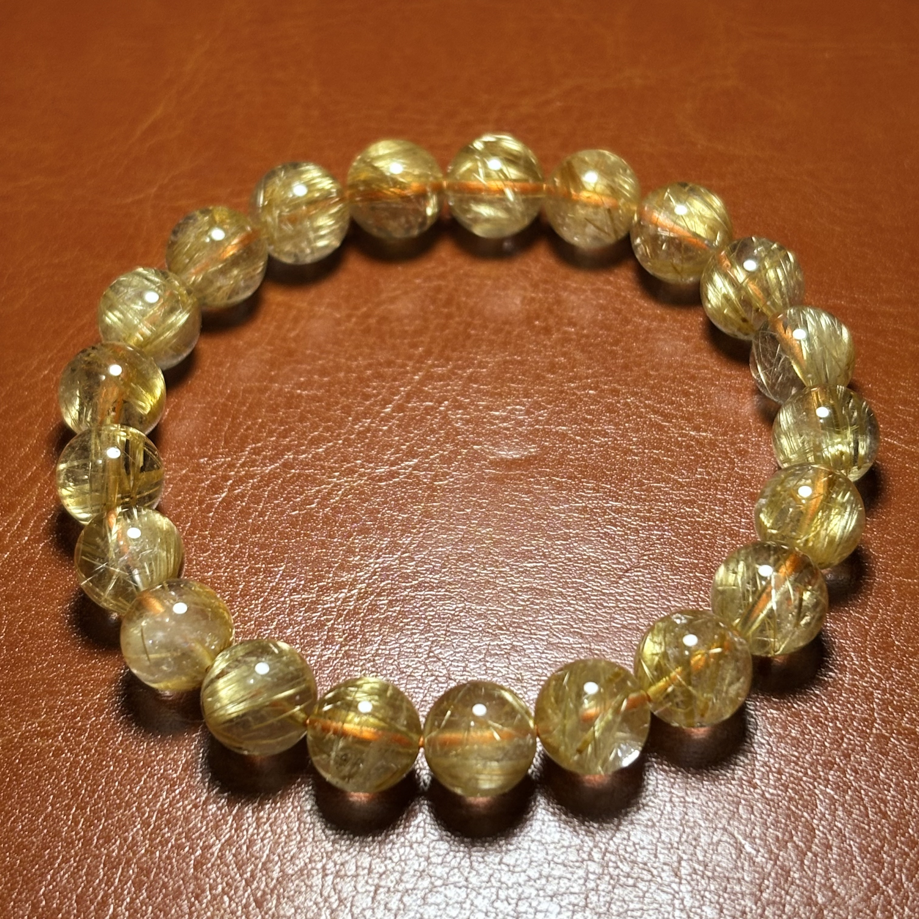 9mm5A+金鈦晶髮晶手串No.A6105