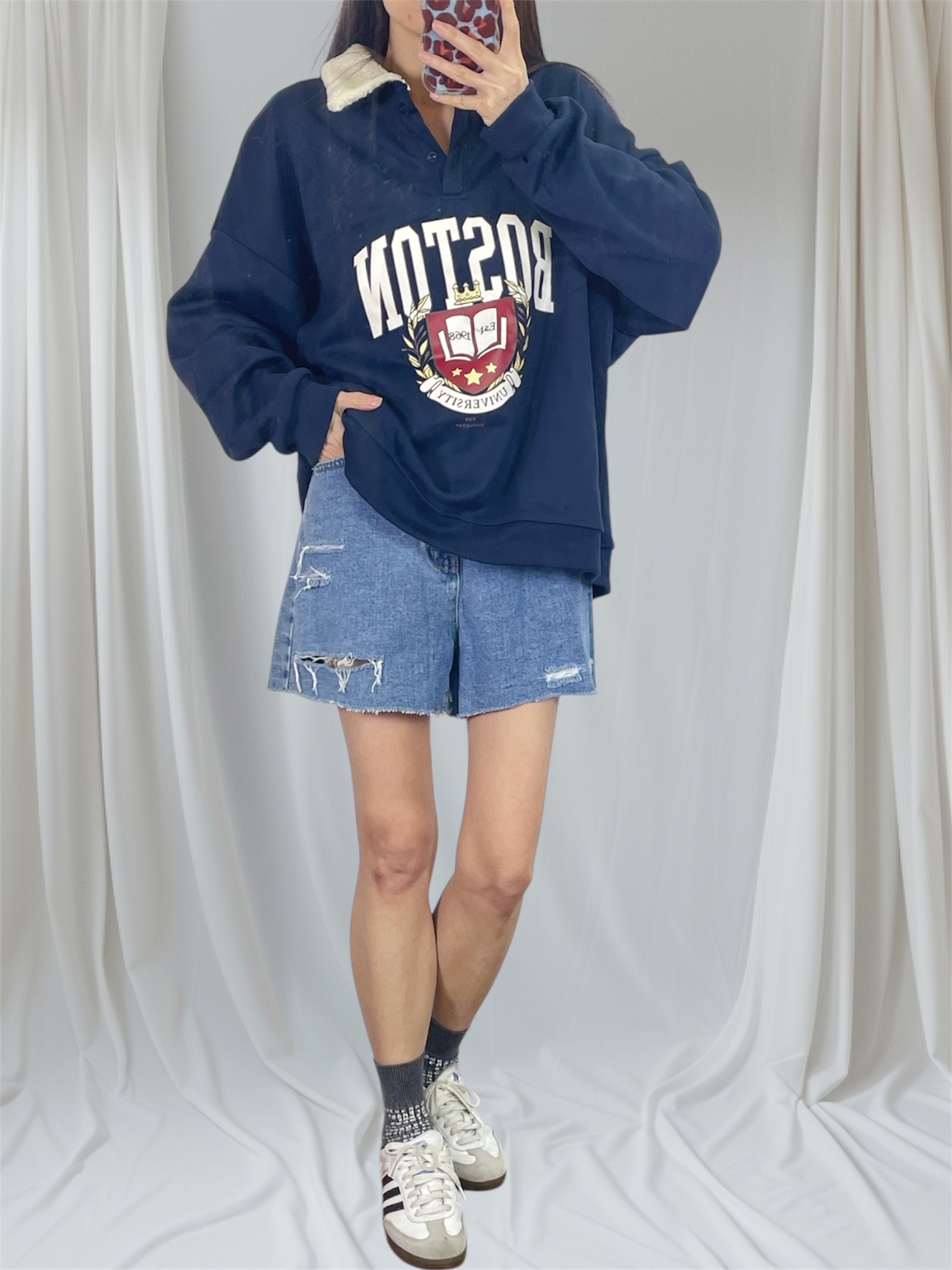 K5539 薄絨底X羊羔毛領衛衣