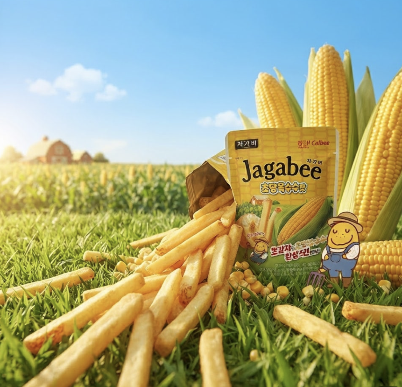 季節限定｜韓國 HAITAI X 日本 Jagabee 草堂玉米 風味 薯條 45g / 包