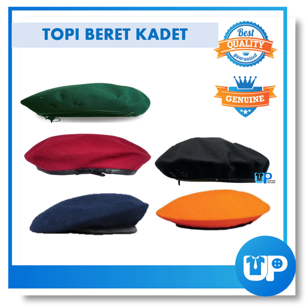 Beret Kosong Kadet Sekolah Kokurikulum Topi Sahaja Pengakap Bomba Kaspa BSMM KRS TKRS Hijau Oren Maroon Biru tua Hitam
