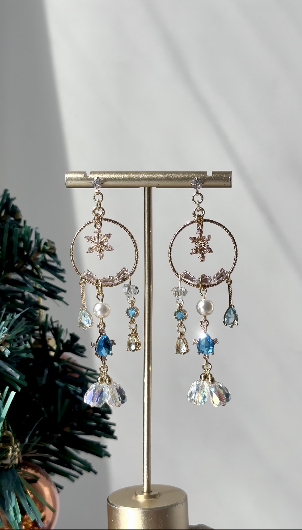 藍冰雪花鈴鐺耳環❄️🔔