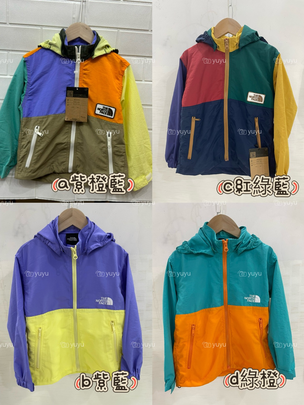 100-165cm/$168件。2件起$158件。日單TNF 色輕薄防風外套