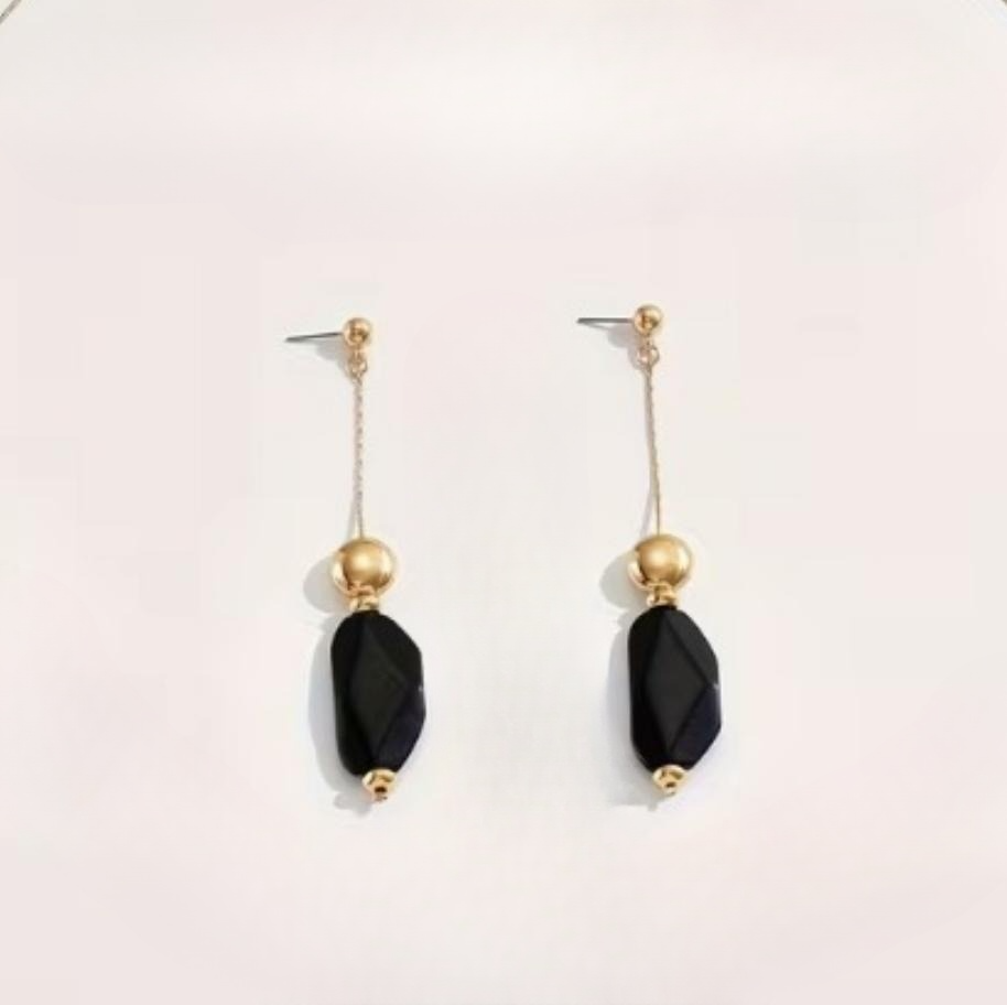 Black & Gold Dangle Earrings