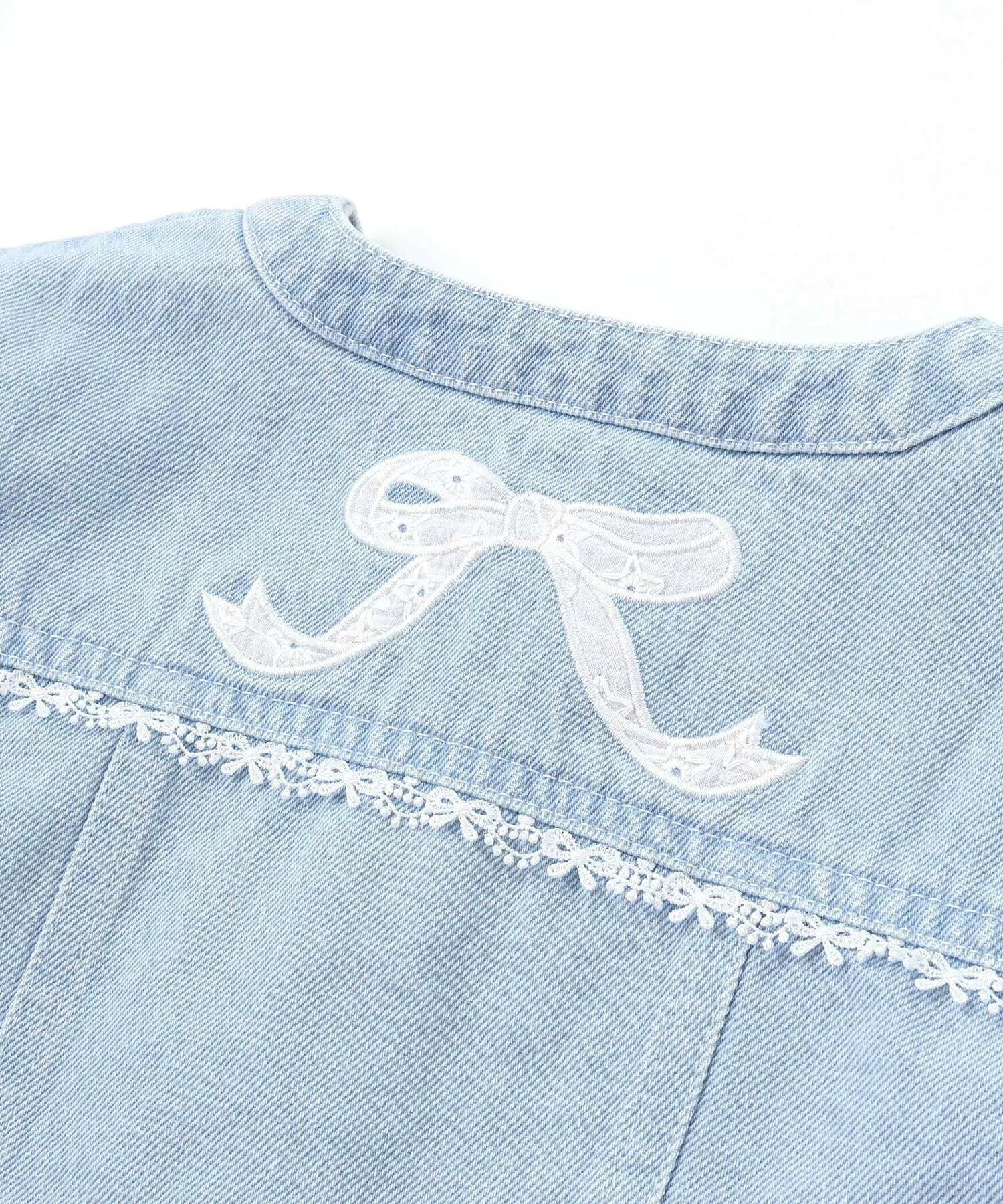 🆕【⭐訂購⭐】🌀 🇯🇵 日本直送 緞帶蕾絲刺繡 荷葉邊袖 #牛仔褸［2款選］🌀 [ELCA-0157]