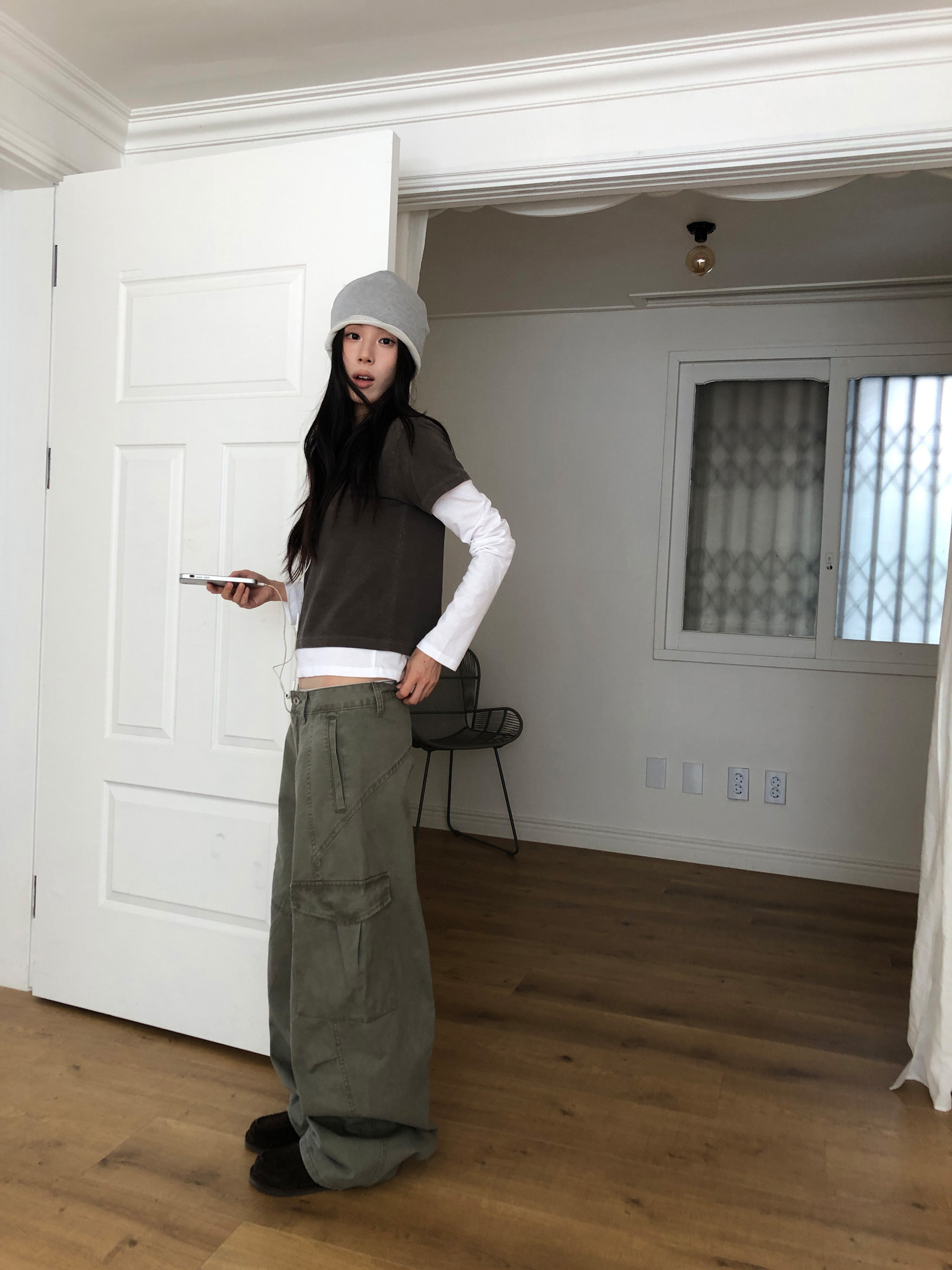 Cotton Wide-Leg Cargo Pants