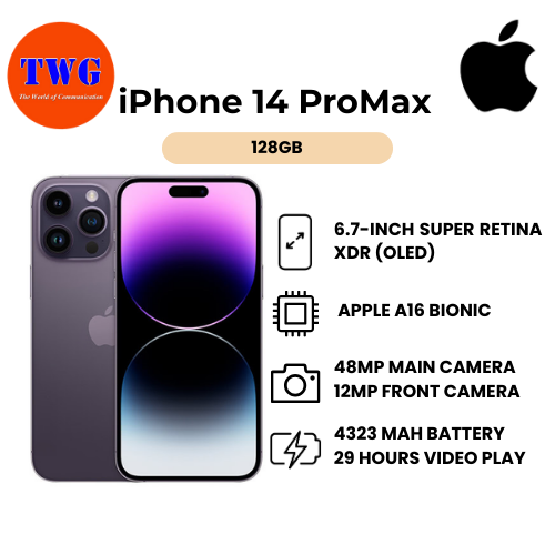 iphone 14 PROMAX purple 128GB (2nd Hand) Good conditon 100% ORIGINAL MALAYSIA