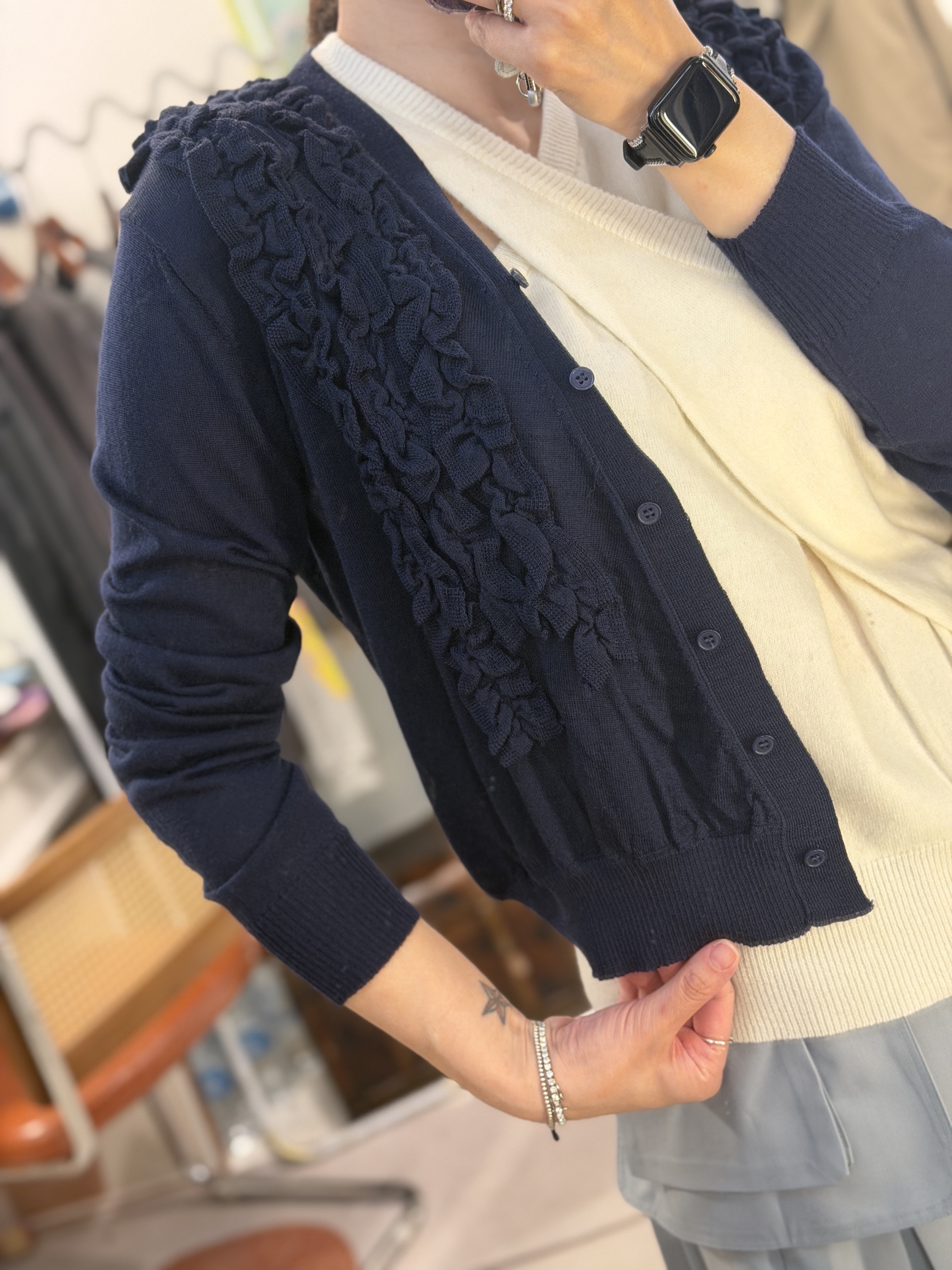 Ruffle details cardigan