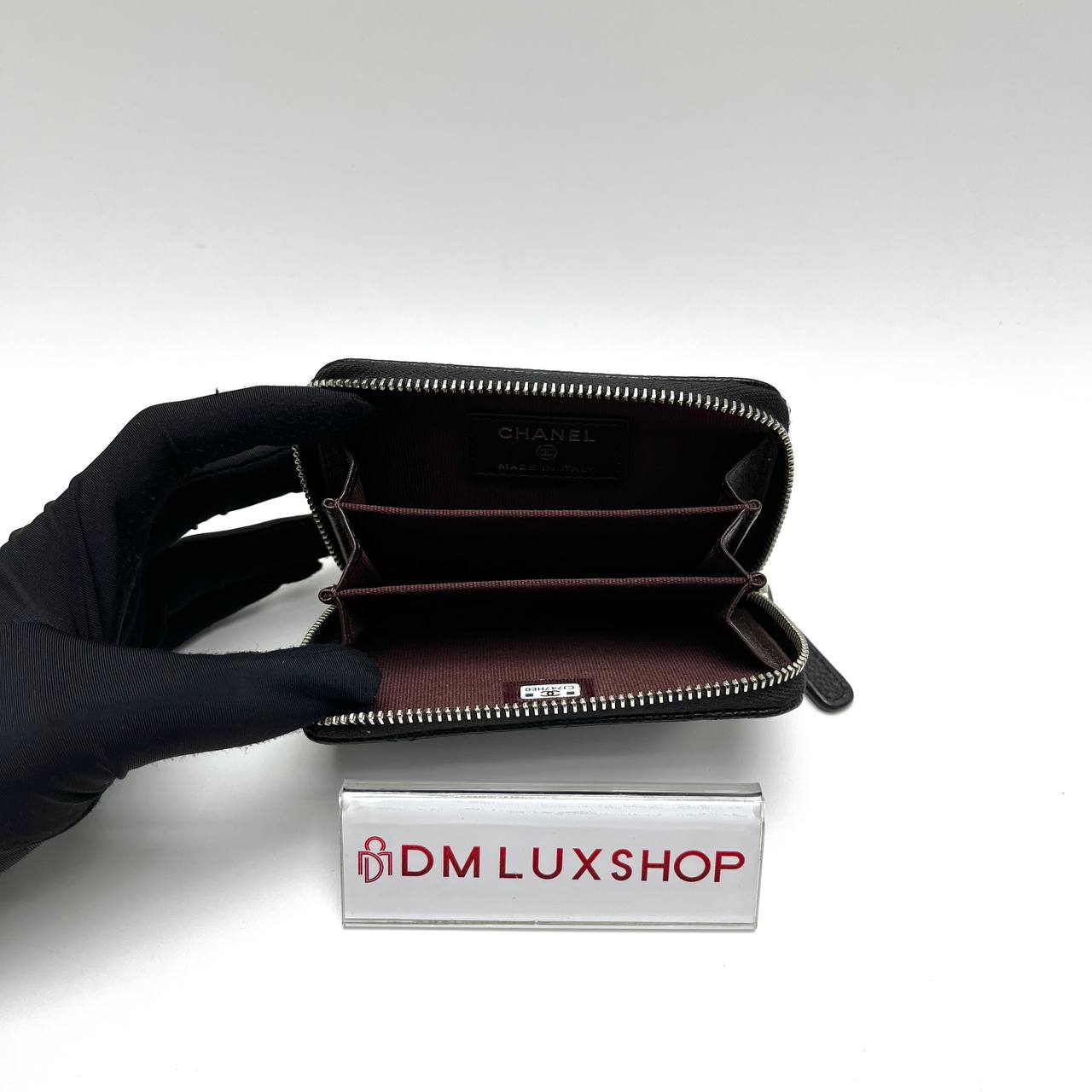 Chanel Black Caviar Classic Zipped Coin Purse SHW (Microchip)