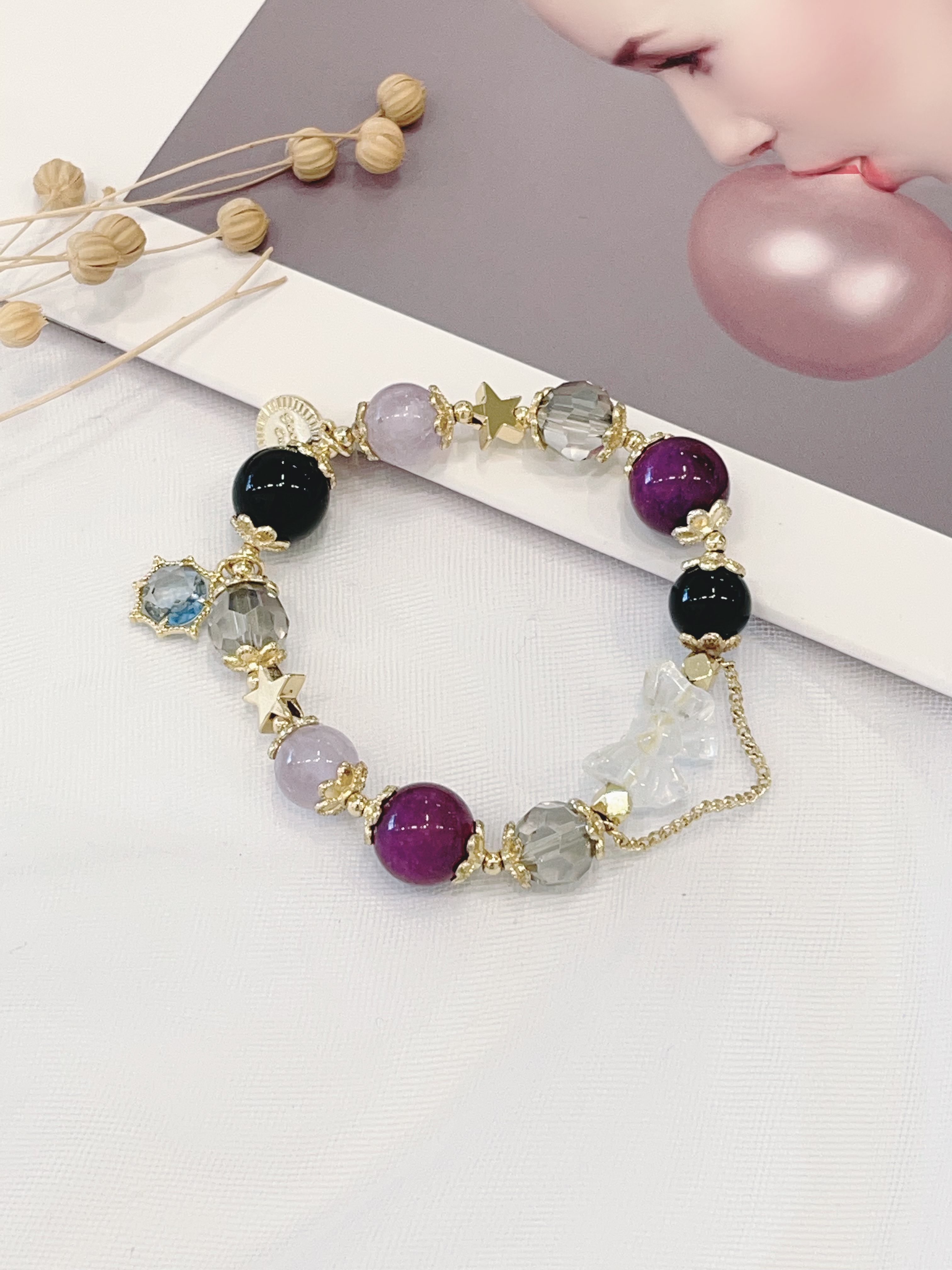 🌌 紫水晶 × 黑曜石 × 白水晶 Amethyst & Obsidian & Clear Quartz ｜Good Luck 星愿