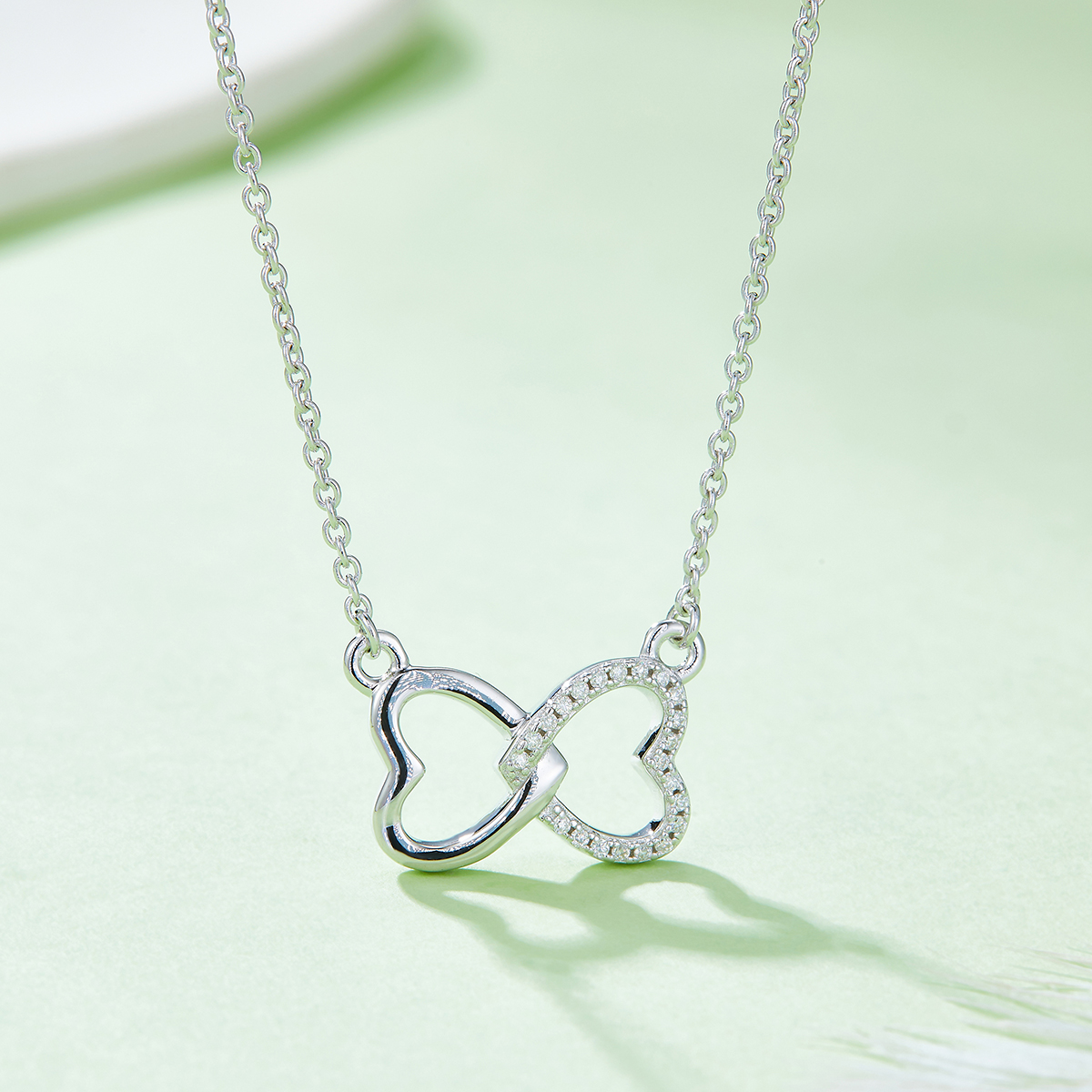 比芯愛心吊墜S925銀鍍18k金莫桑鑽石D級0.1ct