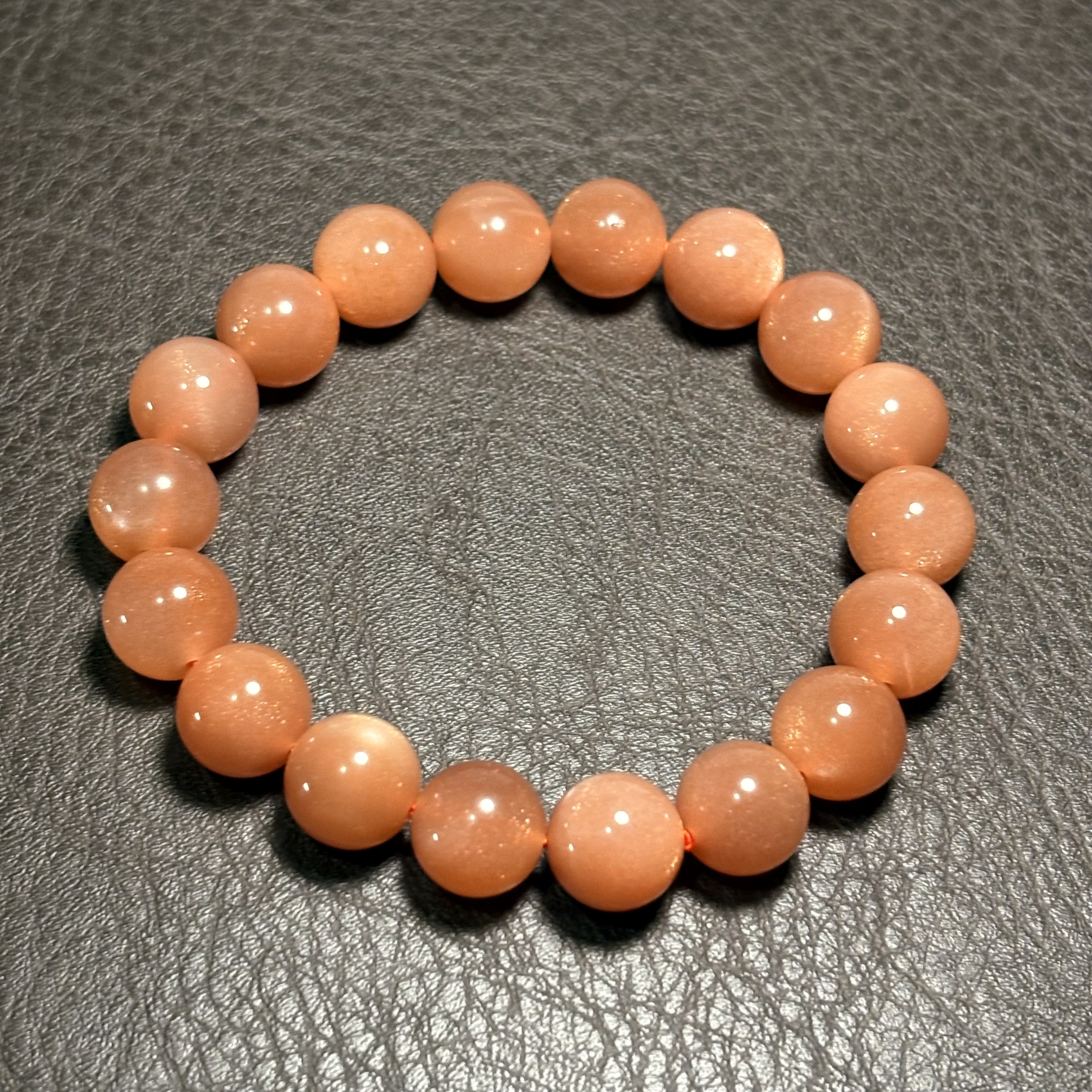 11.8mm金沙橙月光石手串｜俗稱橙太陽石手串 No.4320 ｜規格:  11.8mm珠17cm手圍