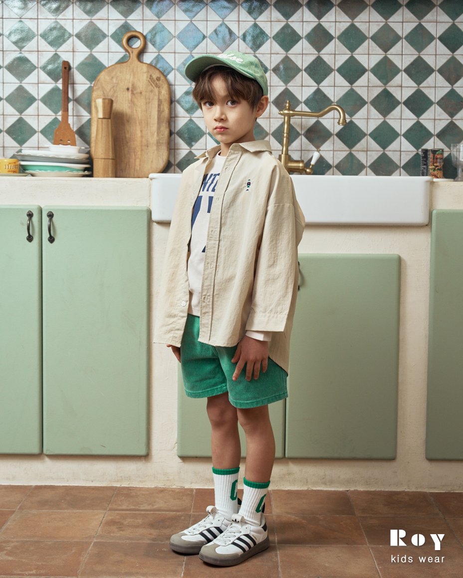 Roy | Denim shorts(Green/Pink L(108-116)
