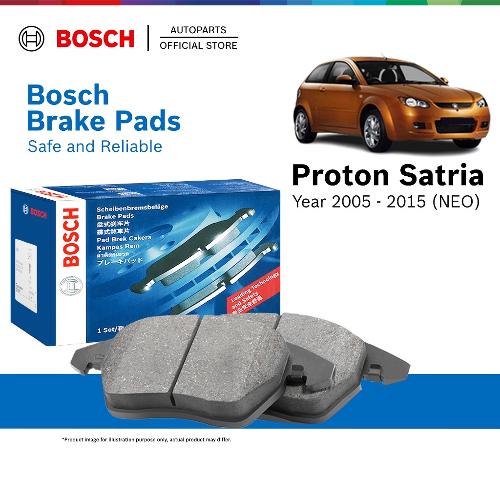 Bosch Front Brake Pads for Proton Satria Neo 1.3 1.6 (2006 - 2015) - 0986AB1000