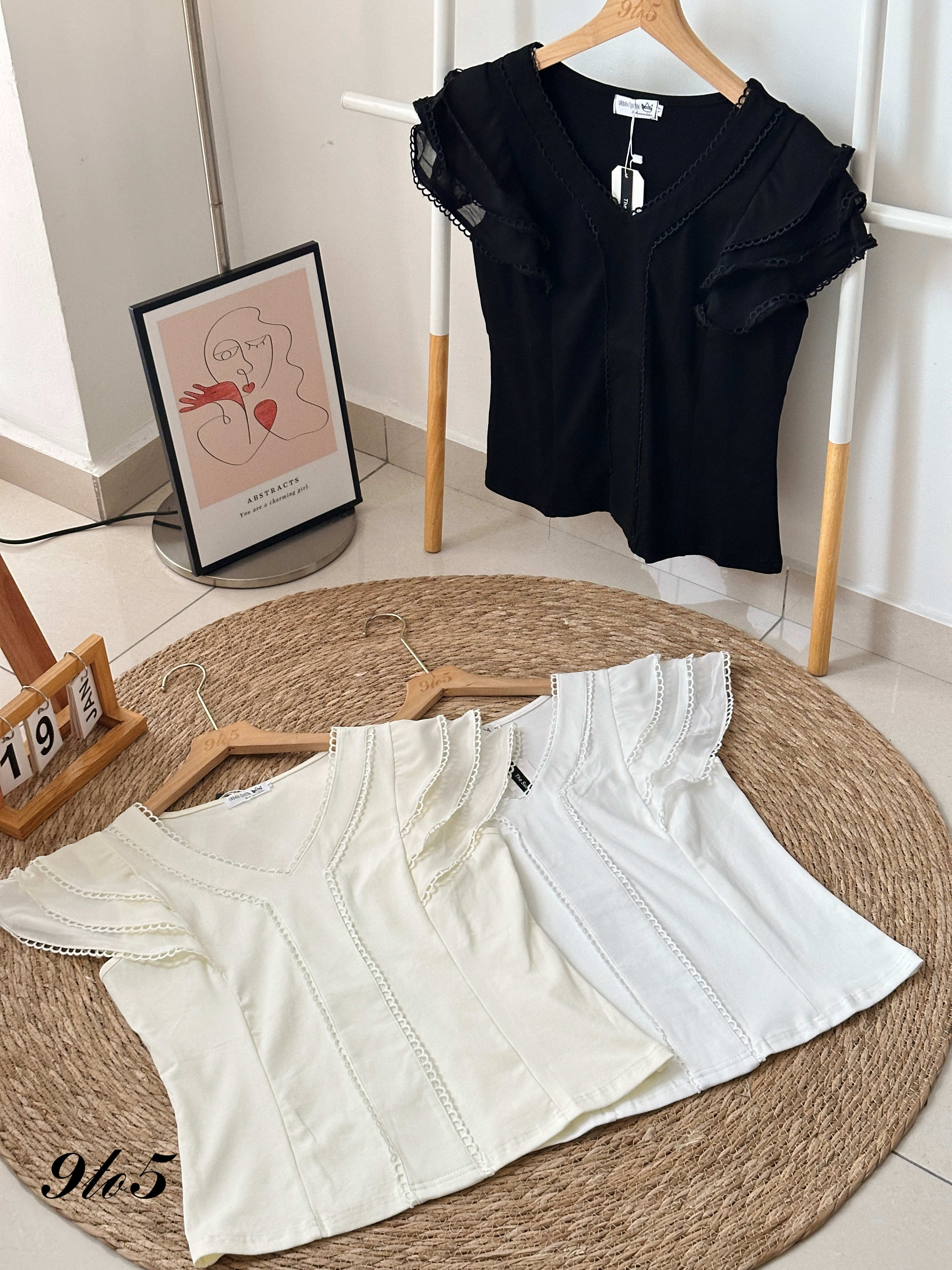 T3915 V Neck Cape Sleeve Top - 3 Colors