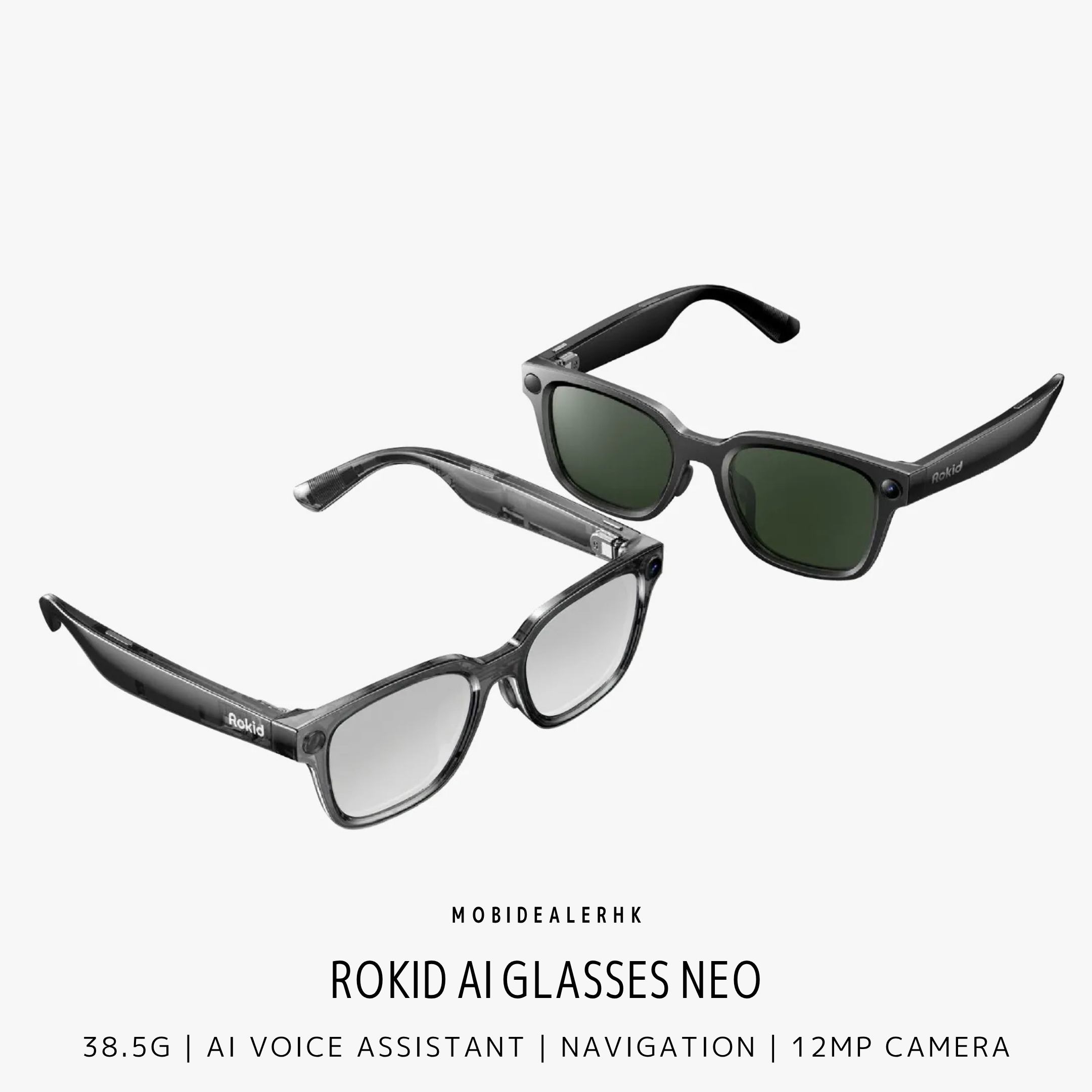 Rokid AI Glasses Neo | 智能眼鏡 | AI 語音助手 + 12MP 拍攝眼鏡 | 38.5g 超輕量