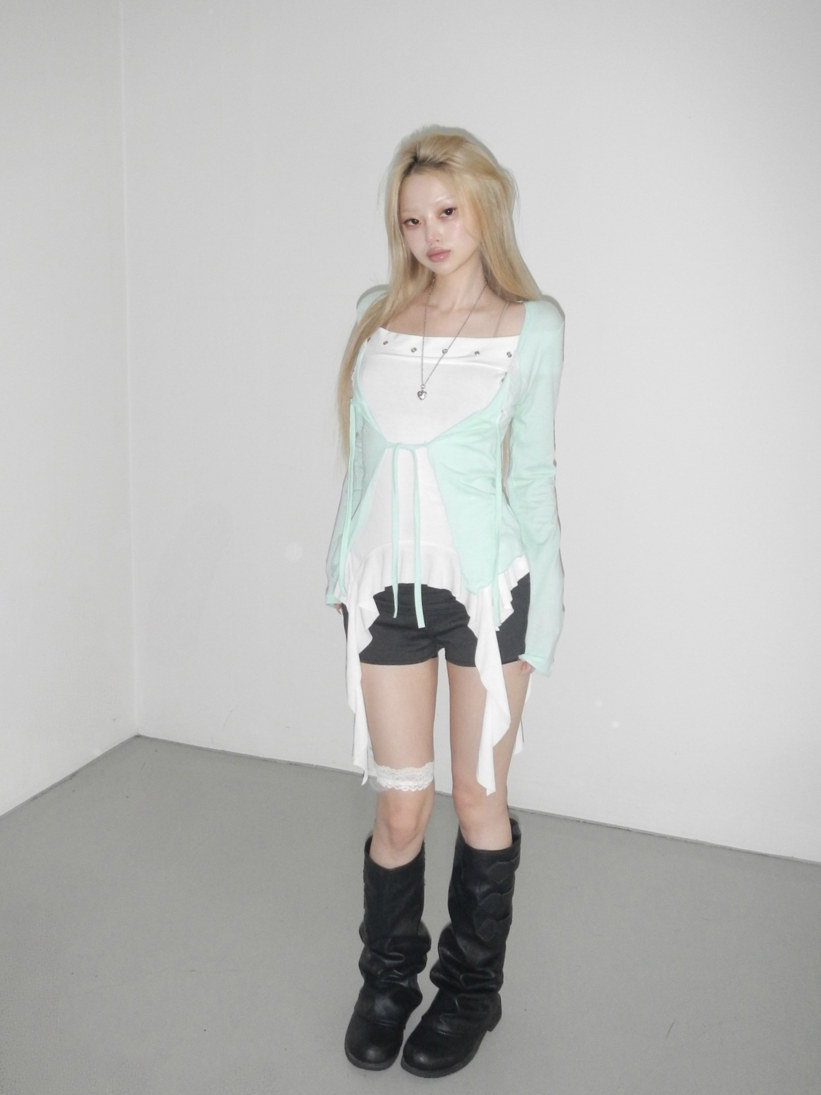 Off-Shoulder Grommet Ruffle Top