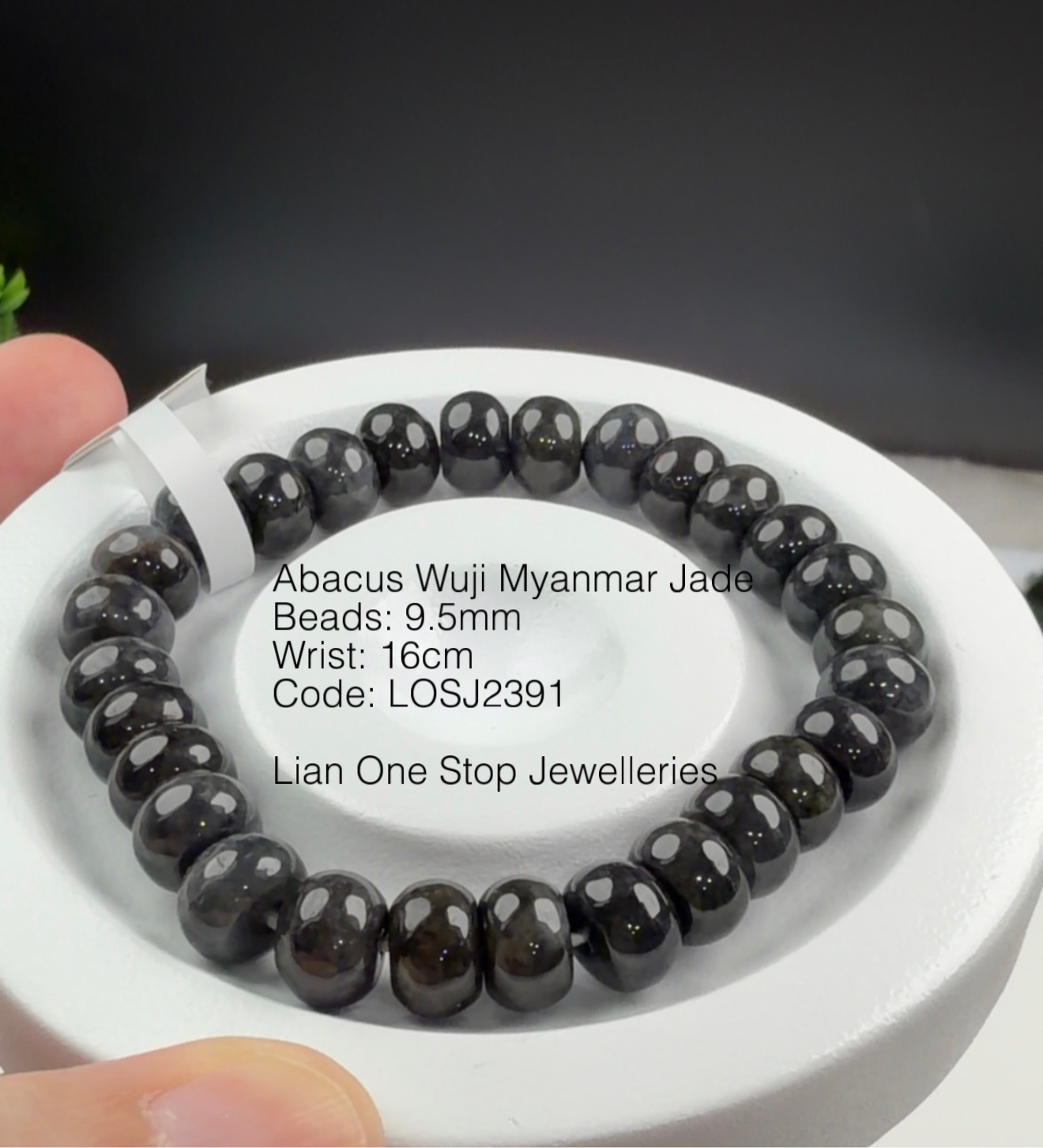 Code: LOSJ2391 Abacus Wuji Myanmar Jade 9+mm 