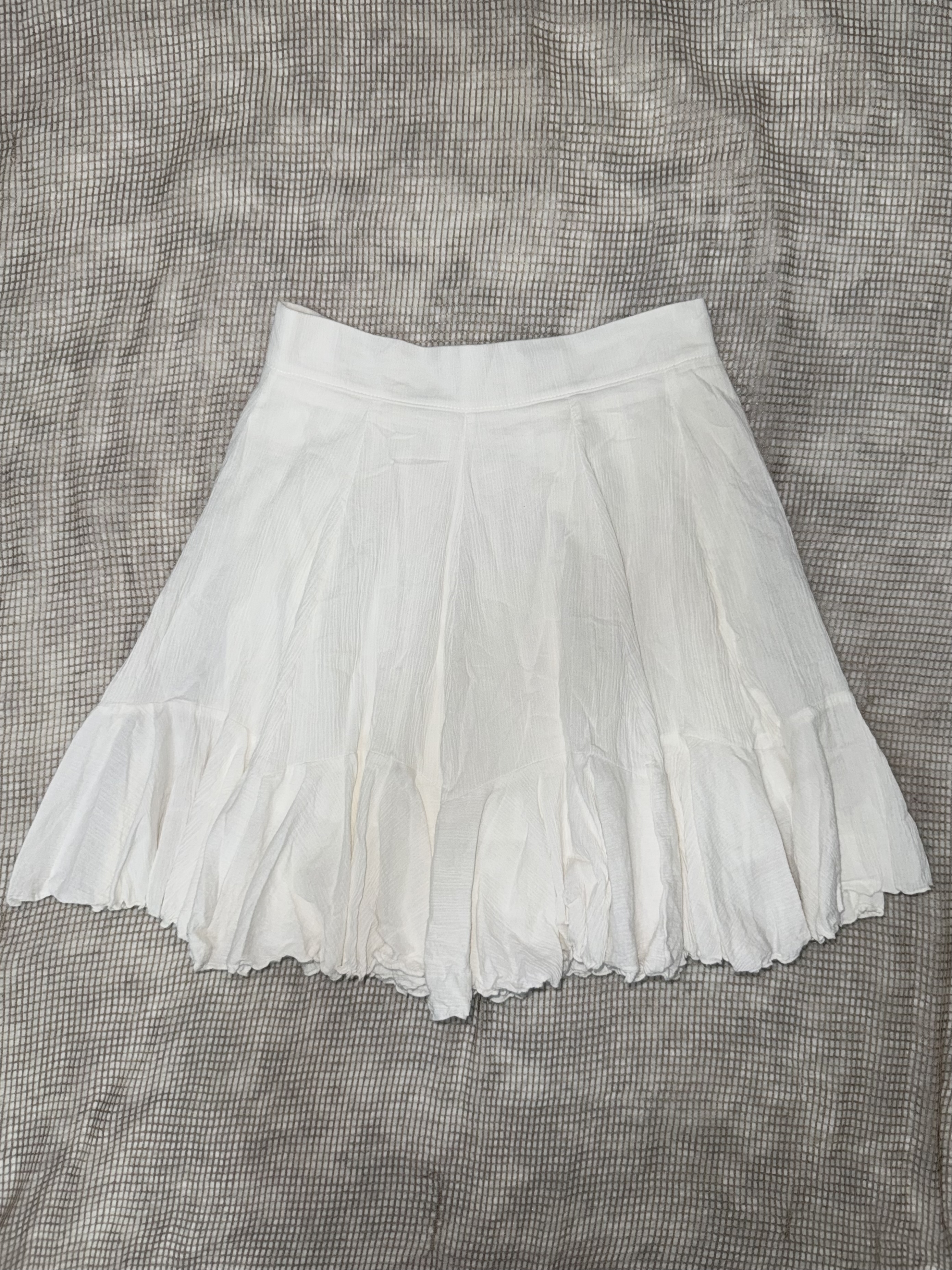 White Ruffle Tiered Mini Skirt