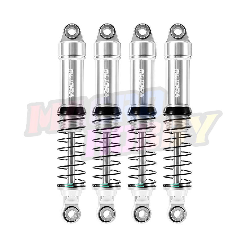 INJORA LS 59mm Aluminum Oil Shocks for 1/18 TRX4M 4PCS SILVER #530383