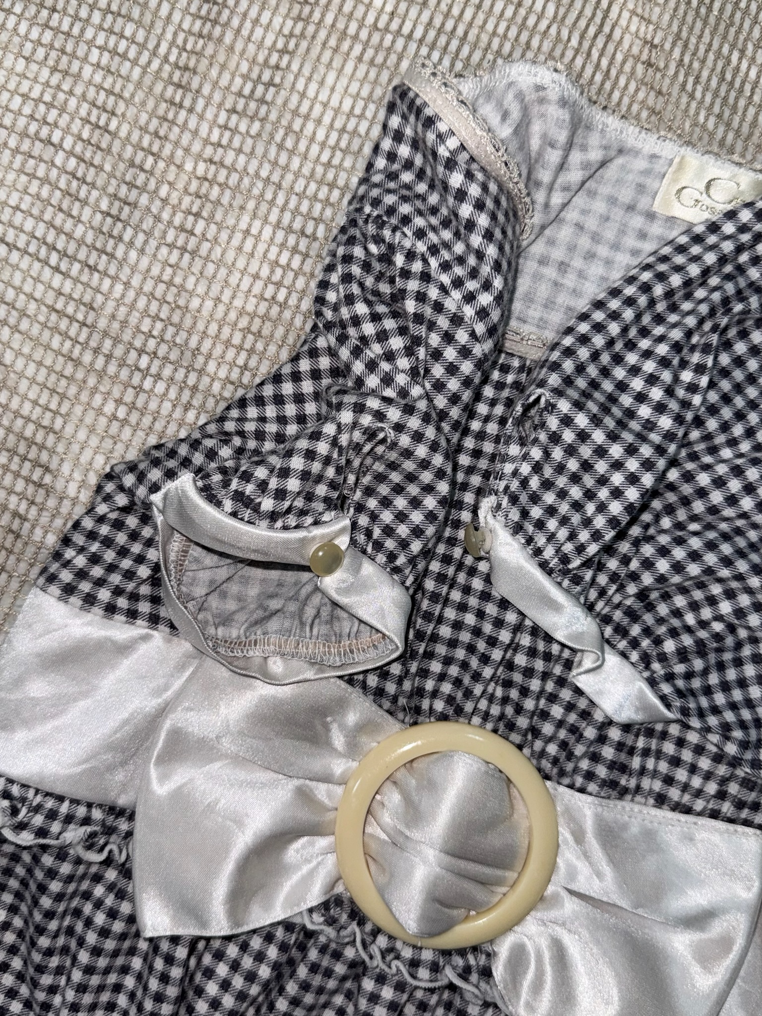 Gingham Puff Sleeve Tunics with Waist Bow